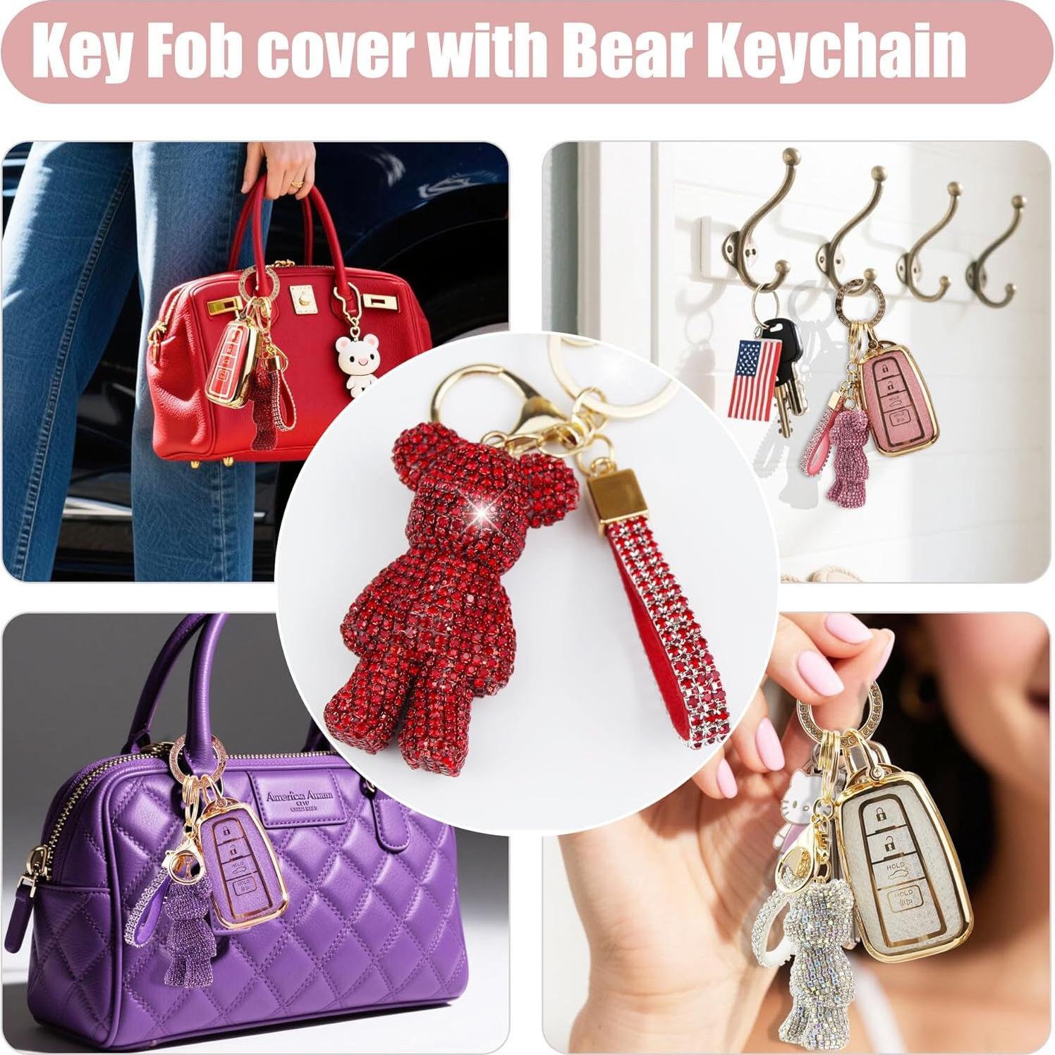 Cubierta de llavero Rayslesan para Toyota 4 botones dorado rojo