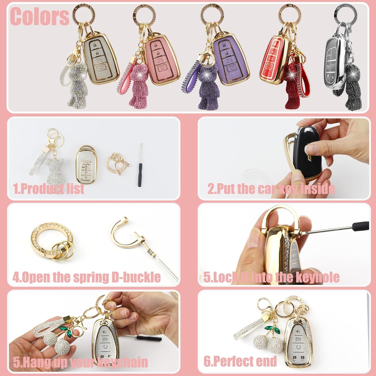 Cubierta de llavero Rayslesan para Toyota 4 botones dorado rojo