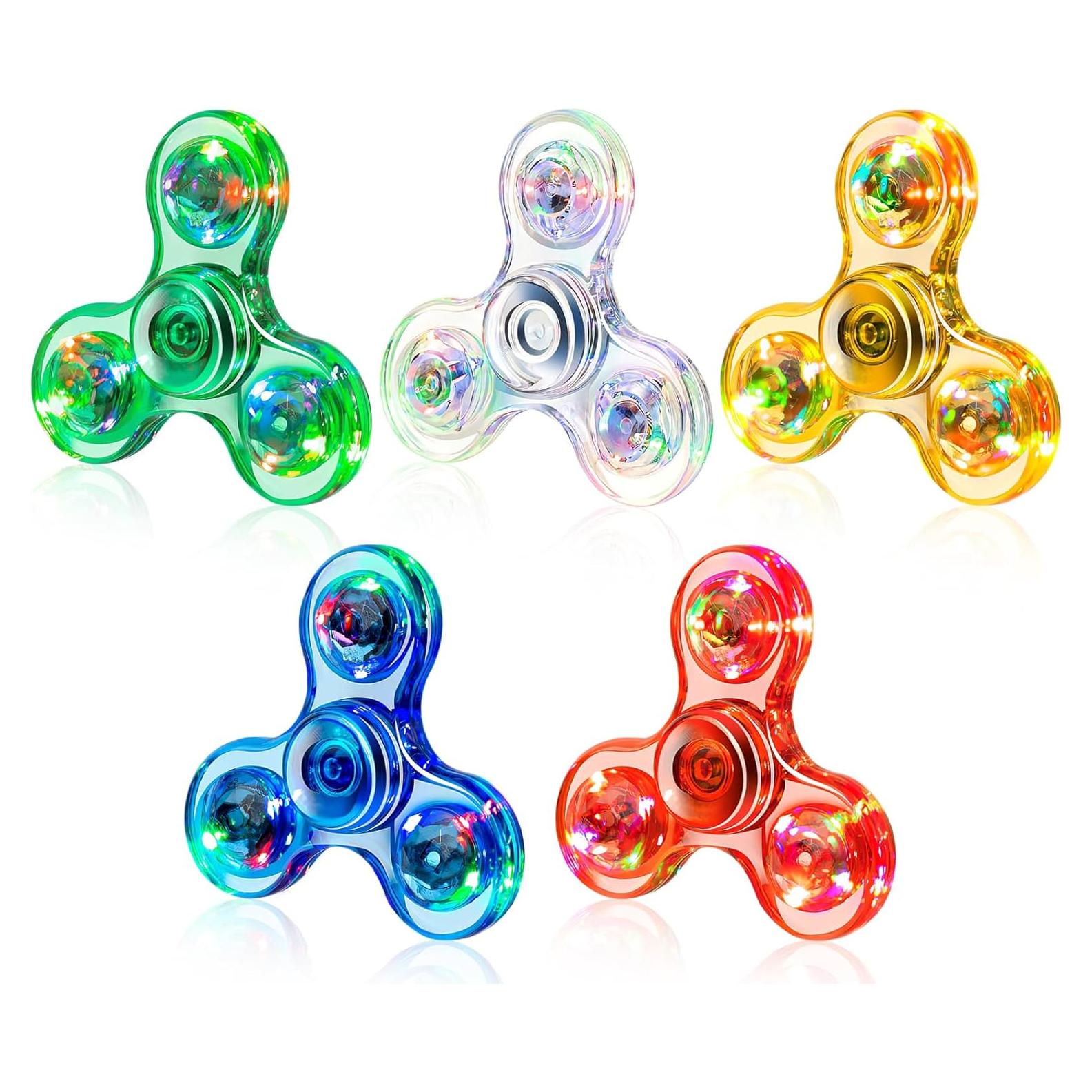FIGROL Paquete de 5 Spinners Antiestrés LED Multicolor