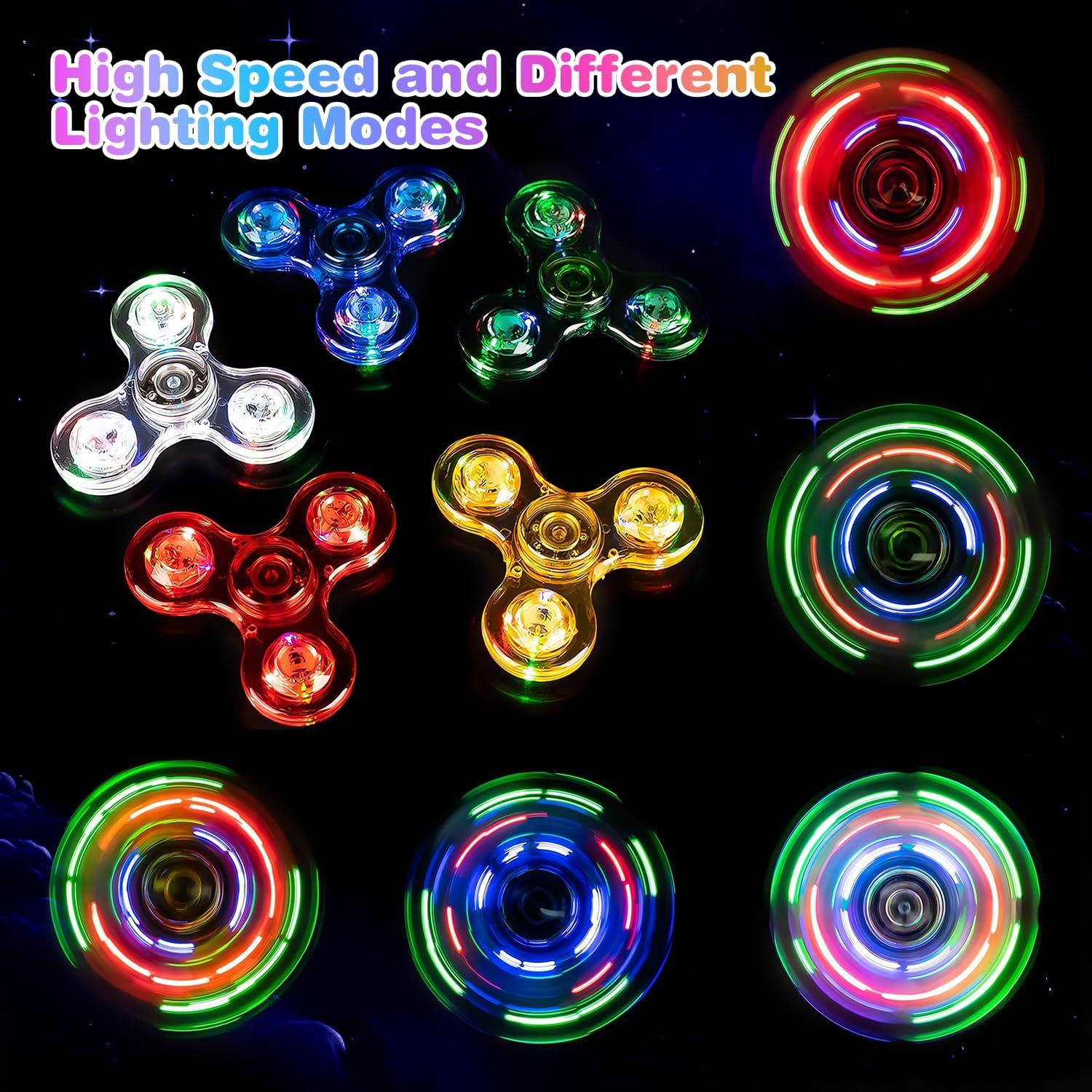 FIGROL Paquete de 5 Spinners Antiestrés LED Multicolor