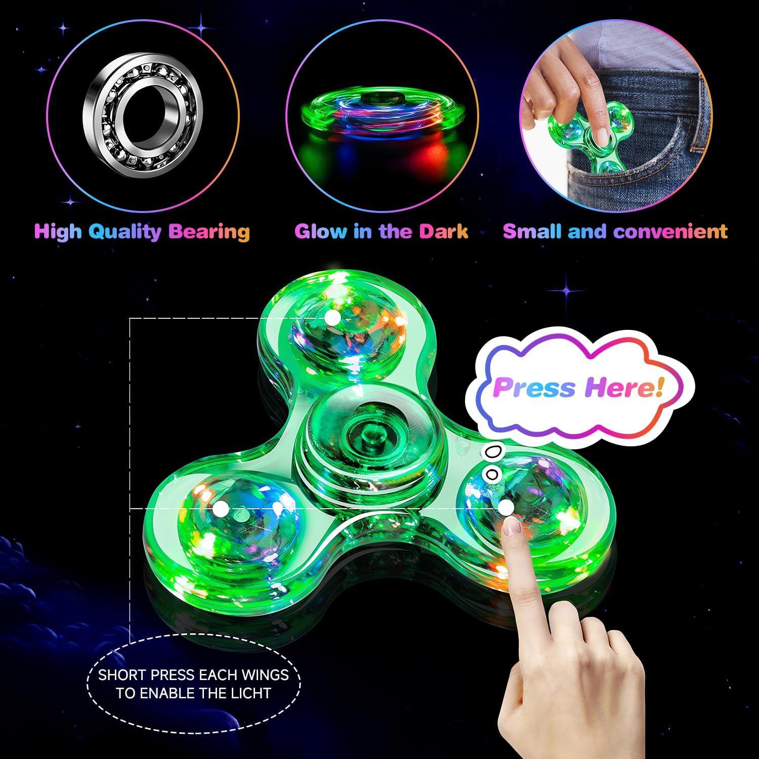 FIGROL Paquete de 5 Spinners Antiestrés LED Multicolor
