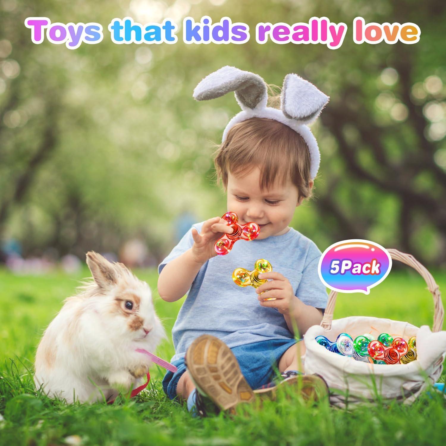 FIGROL Paquete de 5 Spinners Antiestrés LED Multicolor