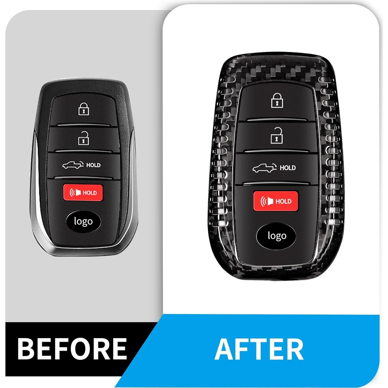 Cubierta de llavero T-carbon para Toyota Venza 2021-2024, fibra de carbono