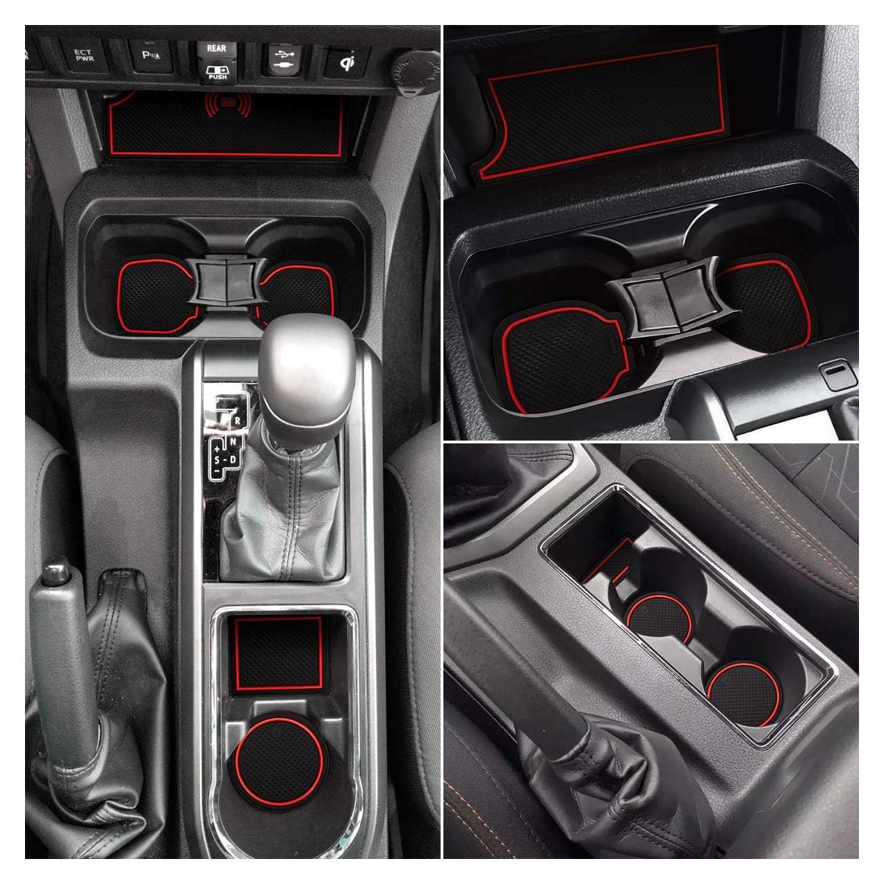 Alfombrillas Antipolvo Auovo 18pcs para Toyota Tacoma 2016-2023 Rojo