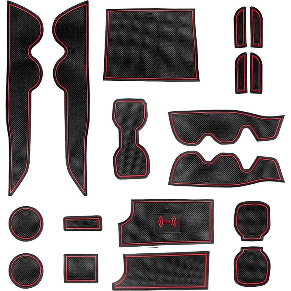 Alfombrillas Antipolvo Auovo 18pcs para Toyota Tacoma 2016-2023 Rojo