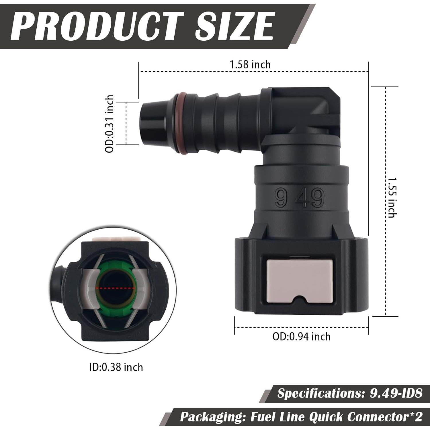 Conector de Línea de Combustible YGDMD 9.49-ID8 2PCS