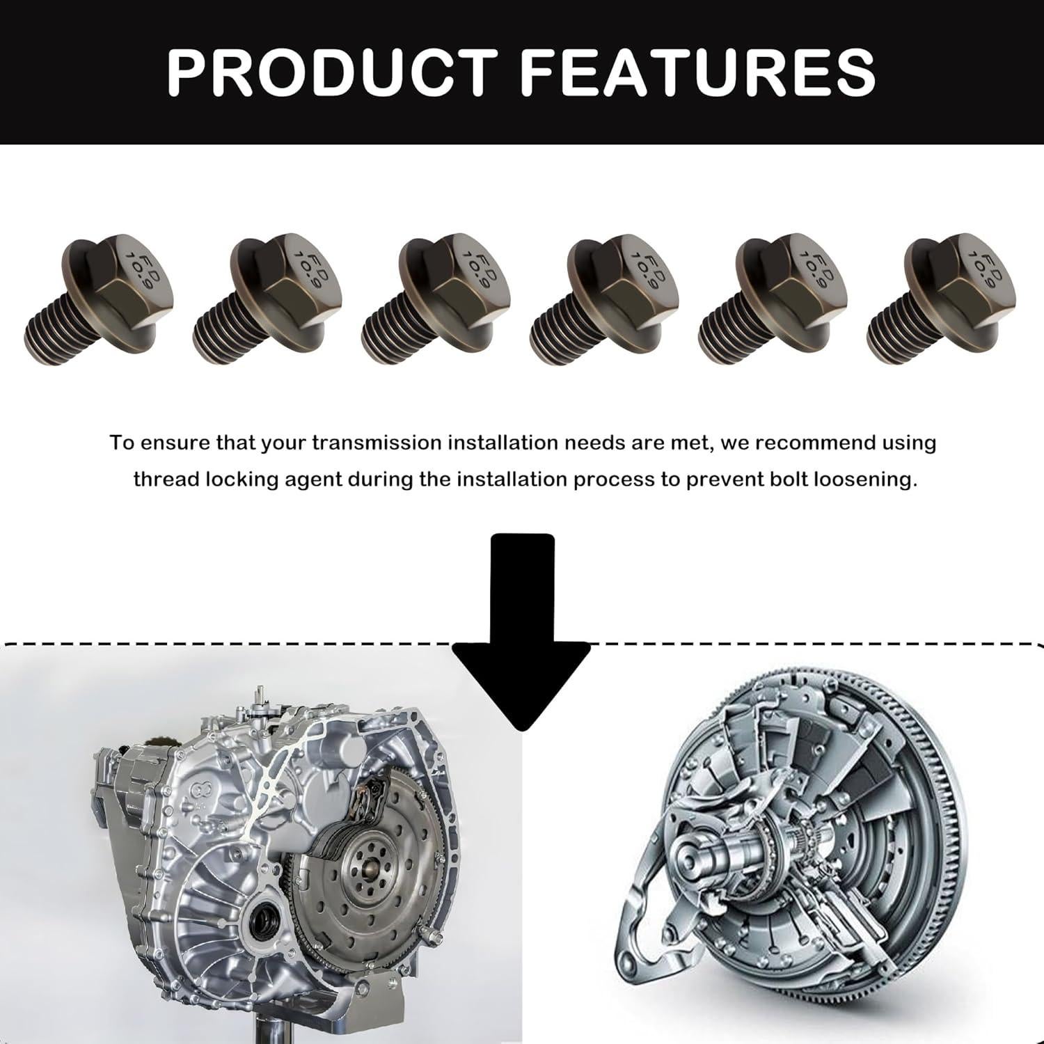 Tornillos de Convertidor de Par IHOTDER M10-1.5x16 mm 6PCS