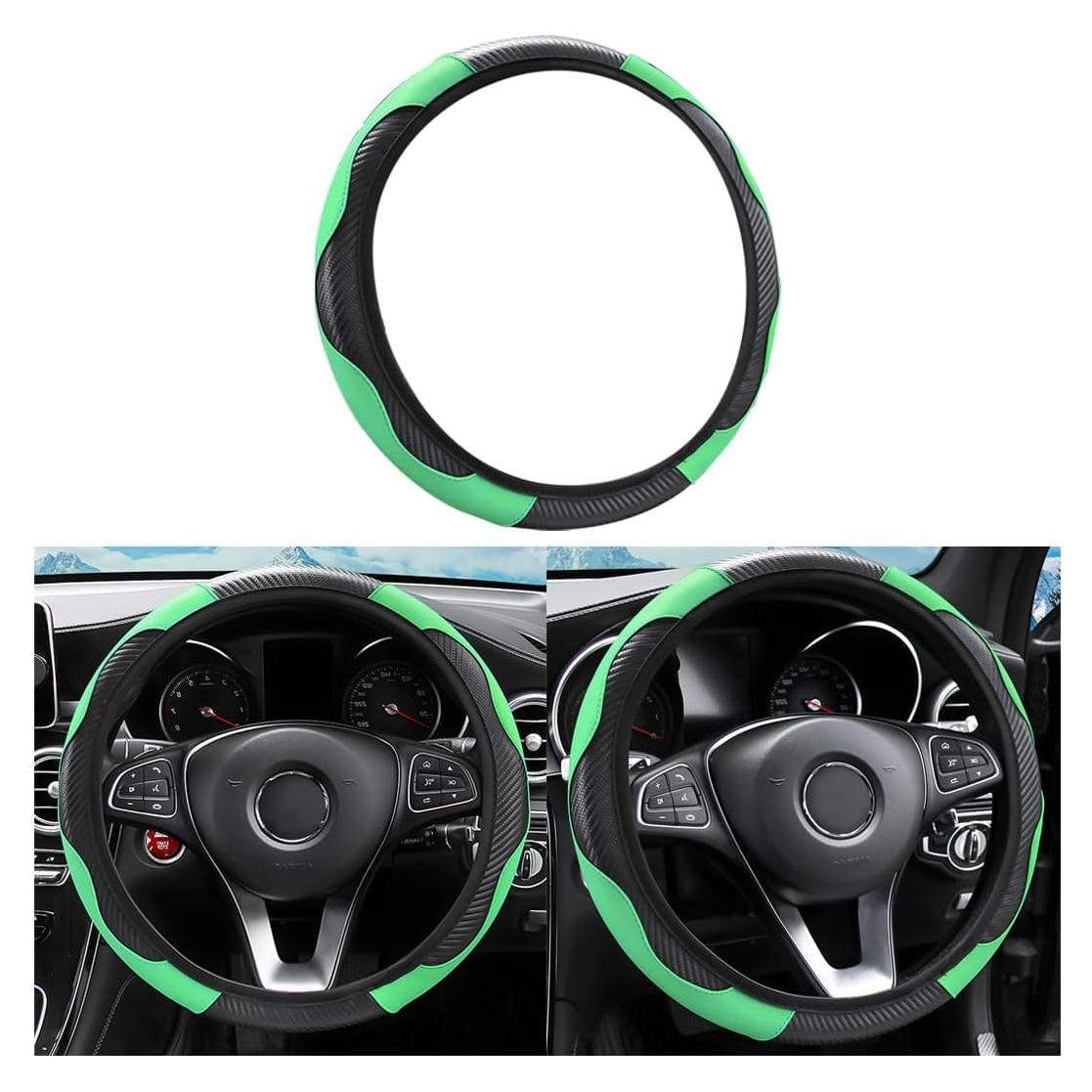 Funda de Volante de Coche Fekey&JF Microfibra PU 36-38 cm Verde