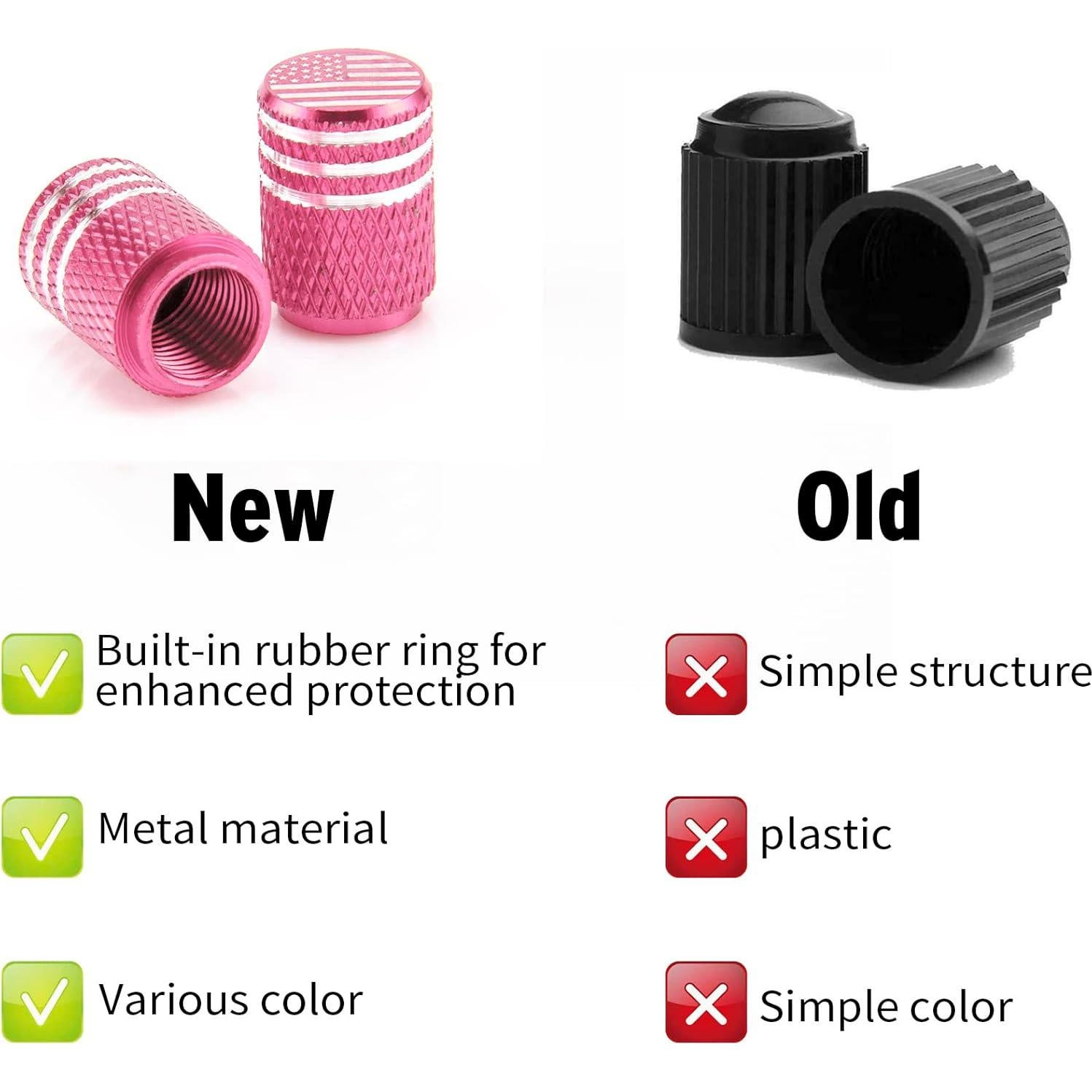 Tapa de Válvula SINGARO 12PCS Aluminio Rosa Universal