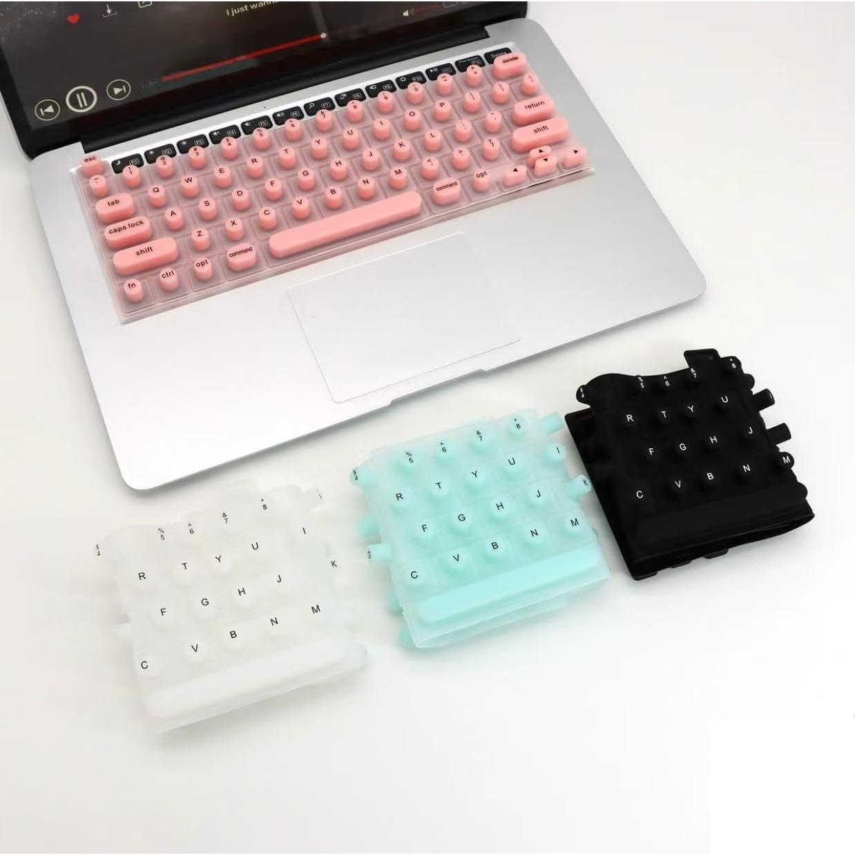 Cubierta de Teclado de Silicona para Uñas Largas - Negro