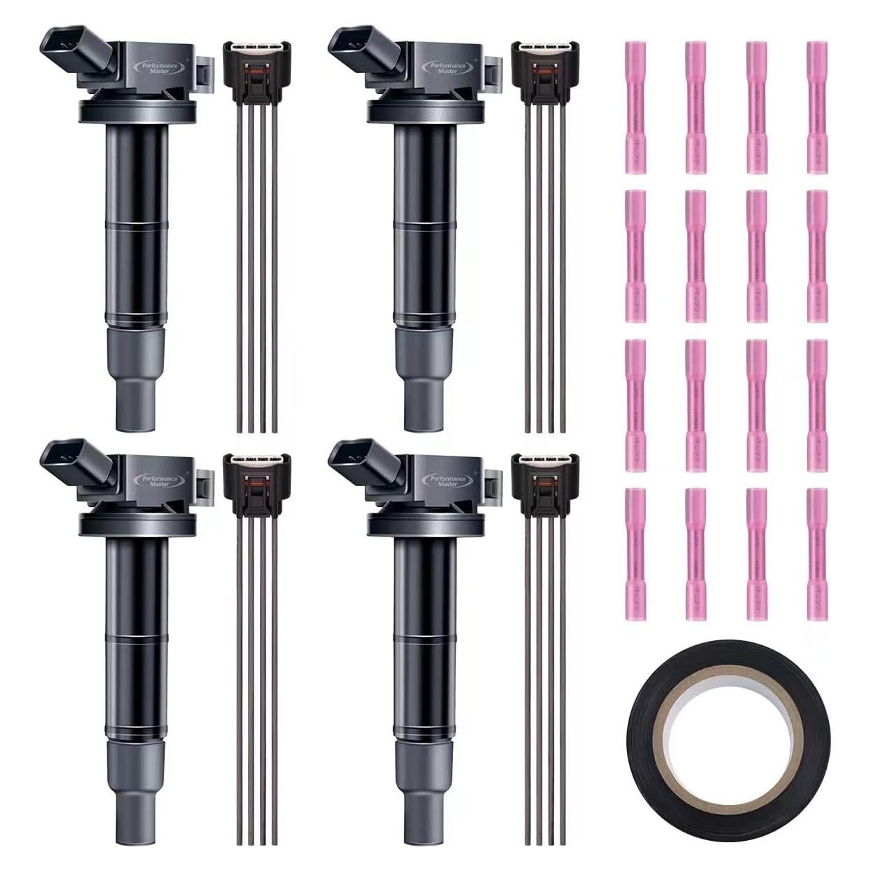 Juego de 4 Bobinas de Encendido UF333 + Conectores Toyota