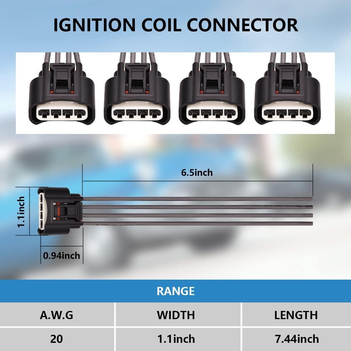Juego de 4 Bobinas de Encendido UF333 + Conectores Toyota