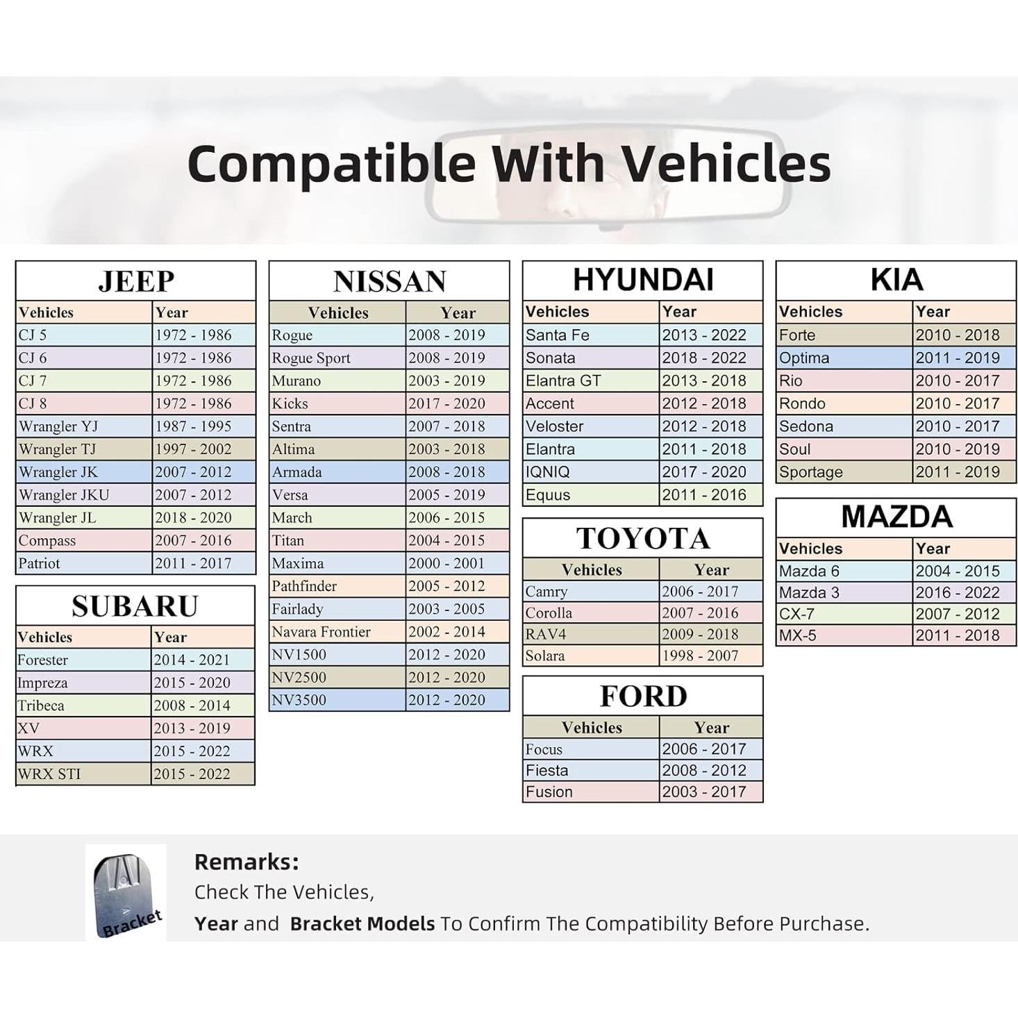 Espejo Retrovisor Interior JINGEA 10.5" Anti-reflejo para Toyota, Jeep, Nissan