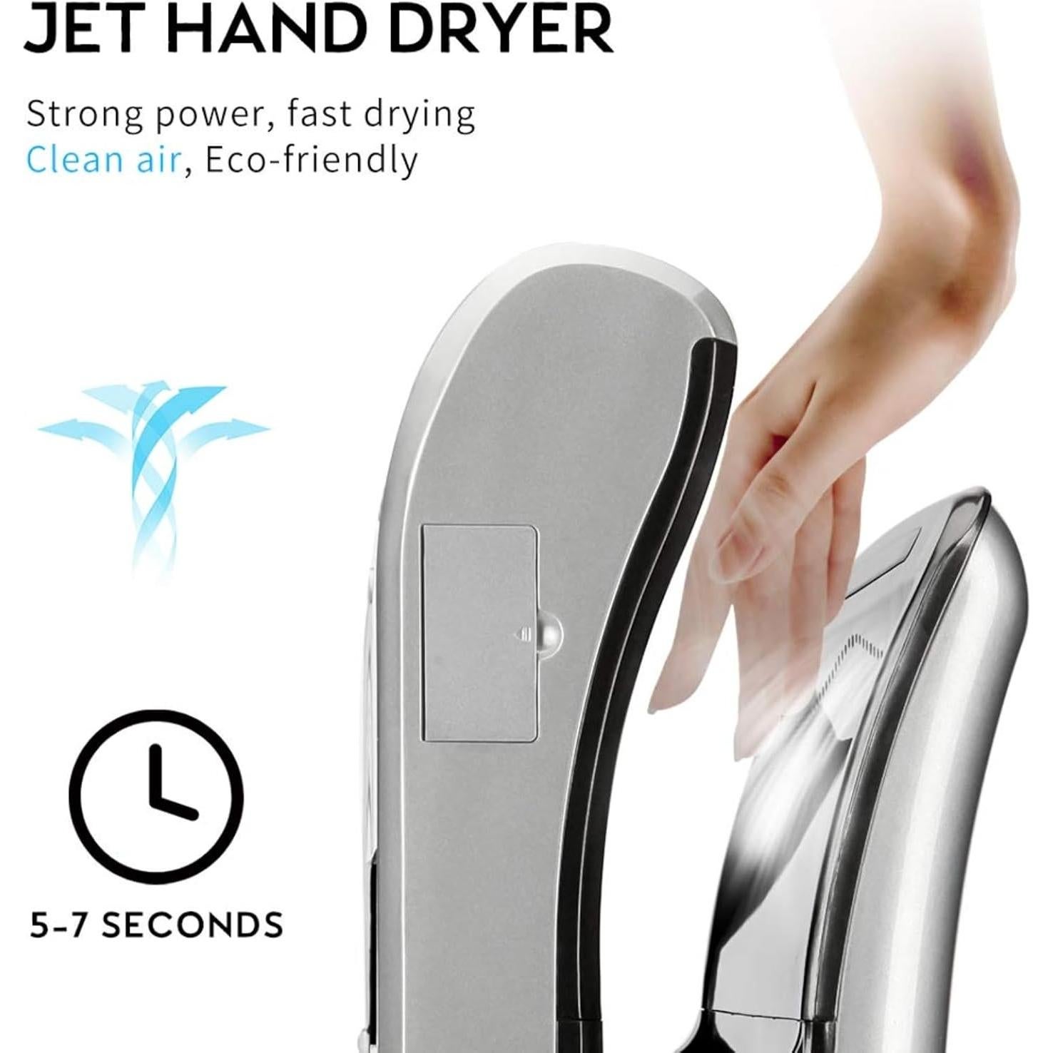 Secador de Manos Automático BEZADI 1800W HEPA Doble Hoja Plata