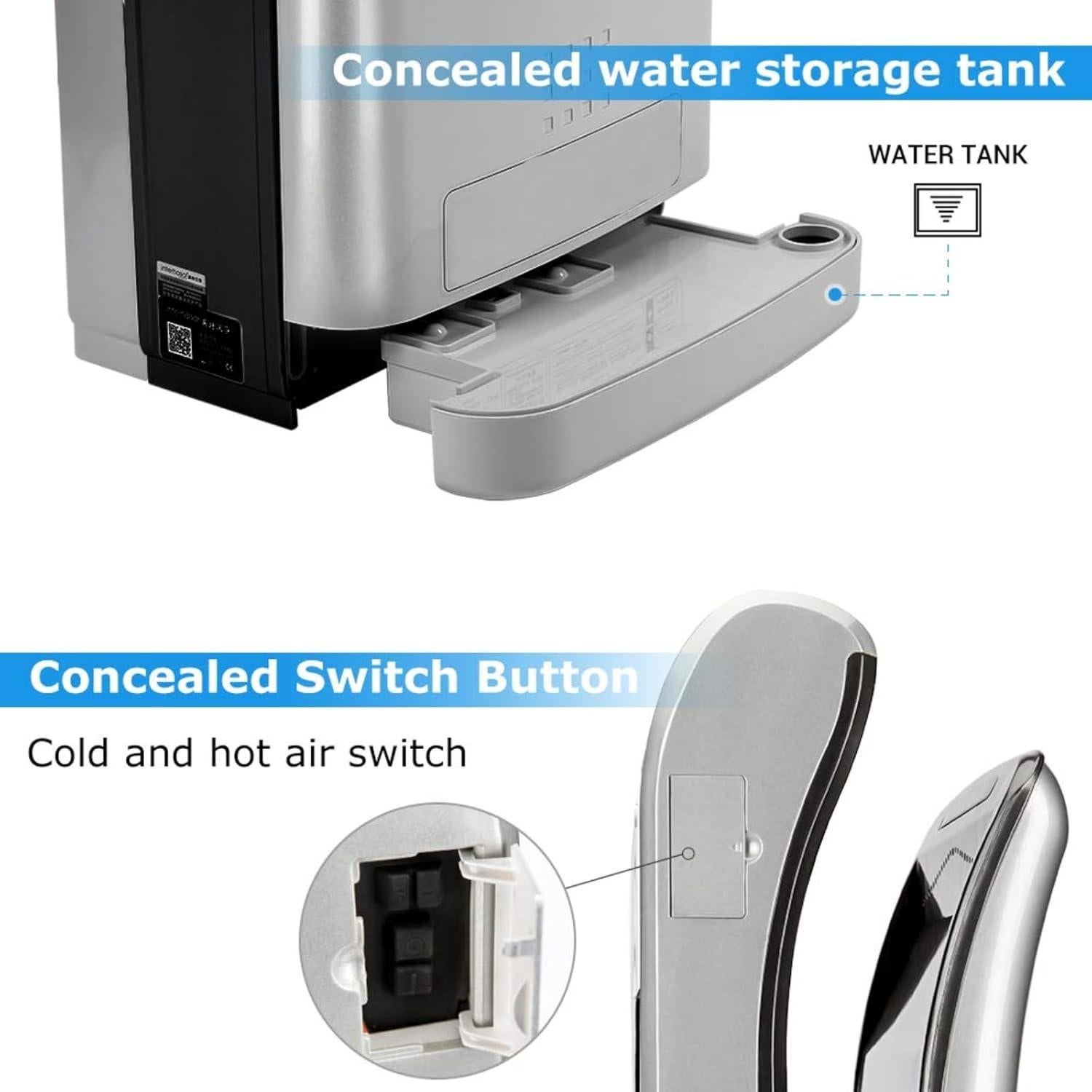 Secador de Manos Automático BEZADI 1800W HEPA Doble Hoja Plata