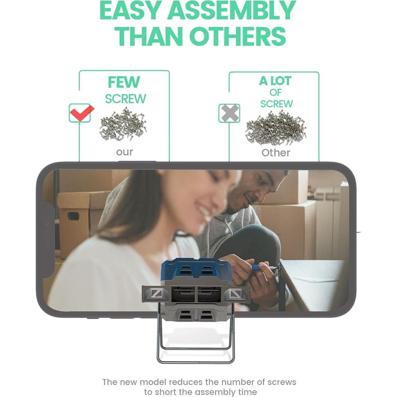 Compostador Giratorio EJWOX 163L con Termómetro - Negro