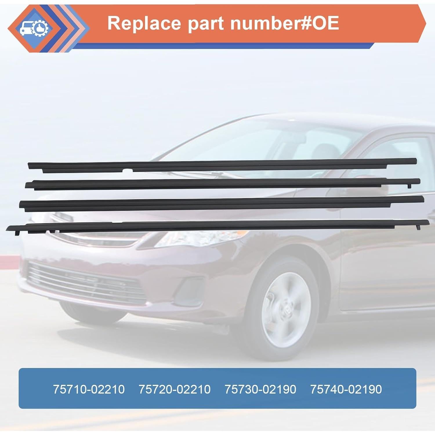 Sellado de Weatherstrip ZONFANT para Corolla 2009-2013 - 4 Pcs