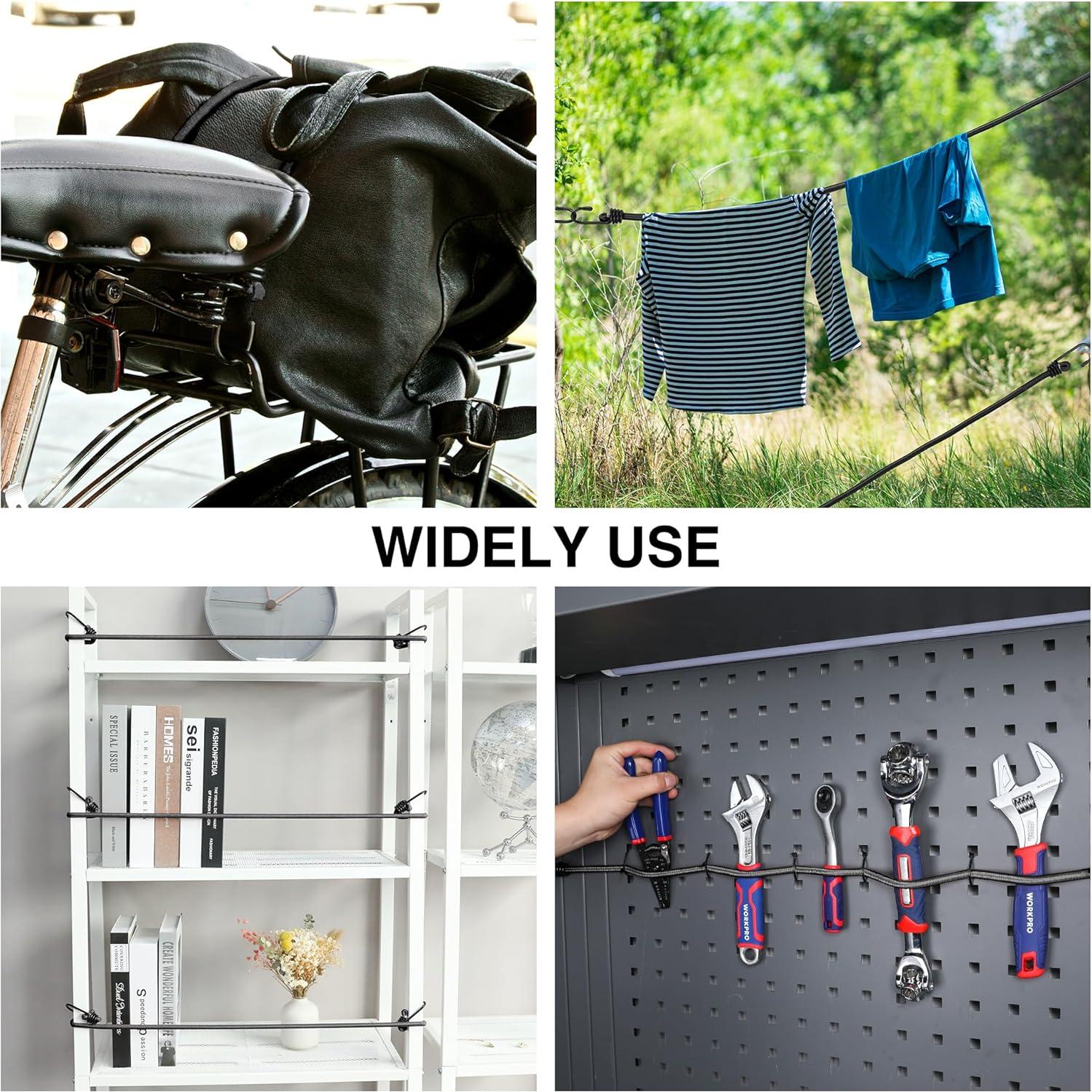 Cuerdas Elásticas WORKPRO 60 cm con Ganchos - Paquete de 4