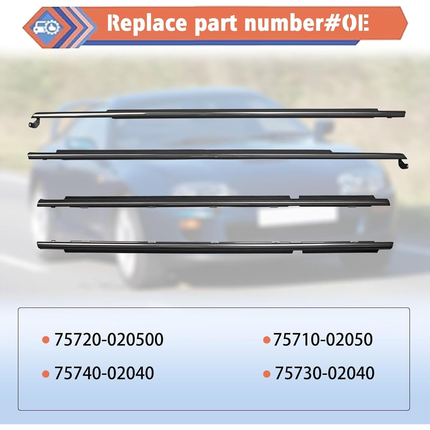 ZONFANT Weatherstrip Ventana Puerta Exterior Toyota Corolla 1995-2002