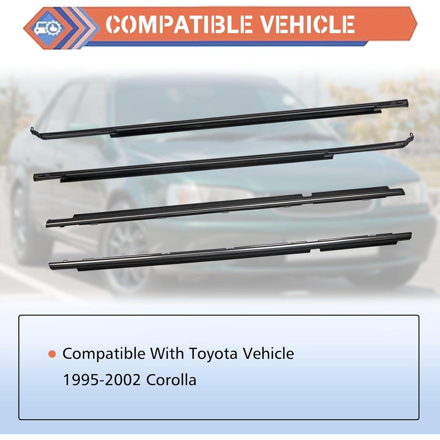 ZONFANT Weatherstrip Ventana Puerta Exterior Toyota Corolla 1995-2002