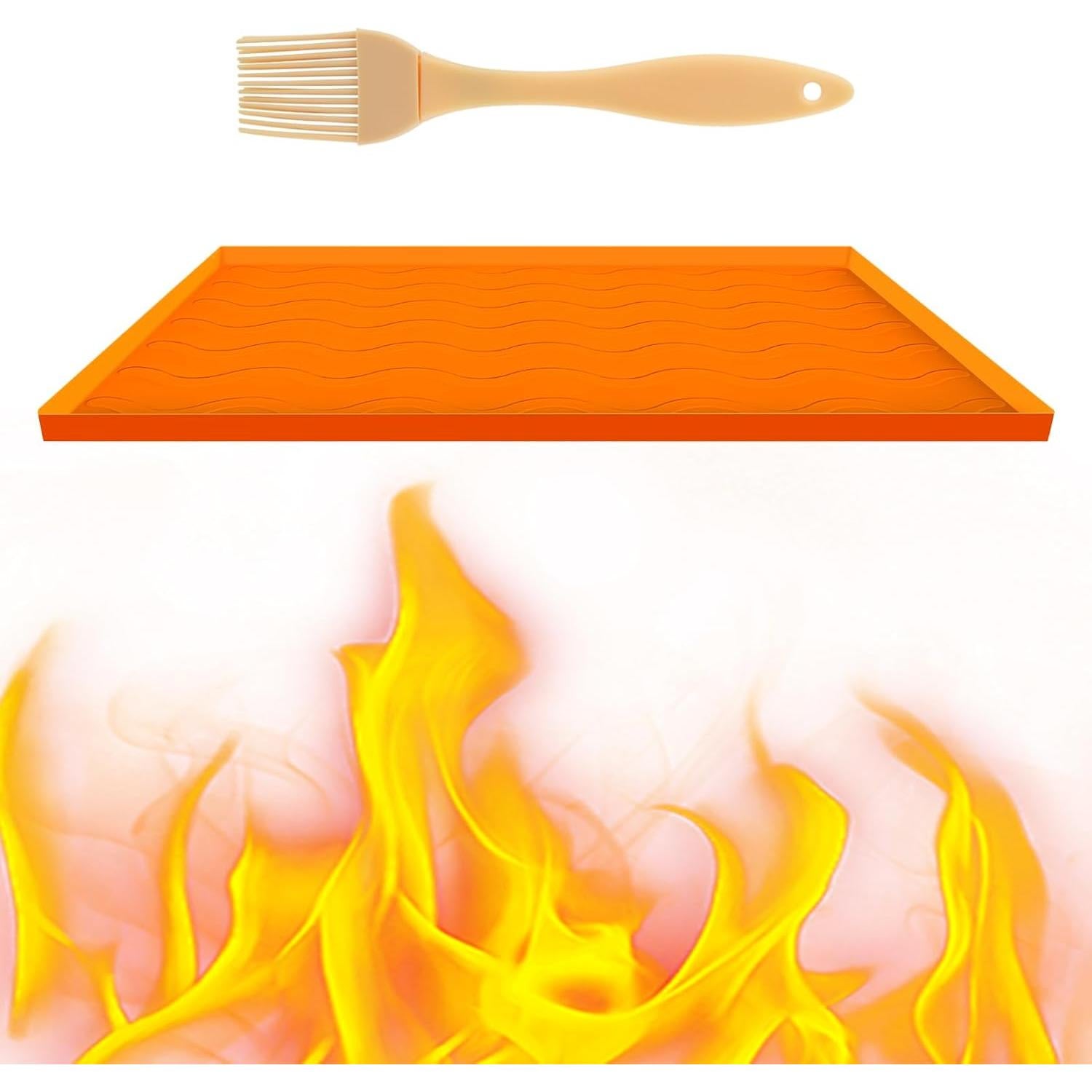 Cubierta de Plancha BBQ 36" Bibabala + Brocha Silicona Naranja