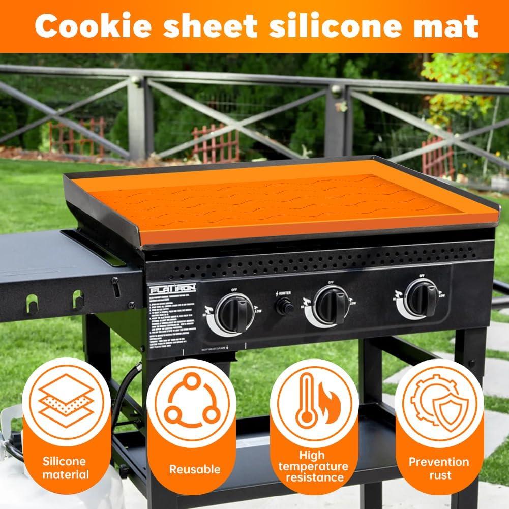 Cubierta de Plancha BBQ 36" Bibabala + Brocha Silicona Naranja