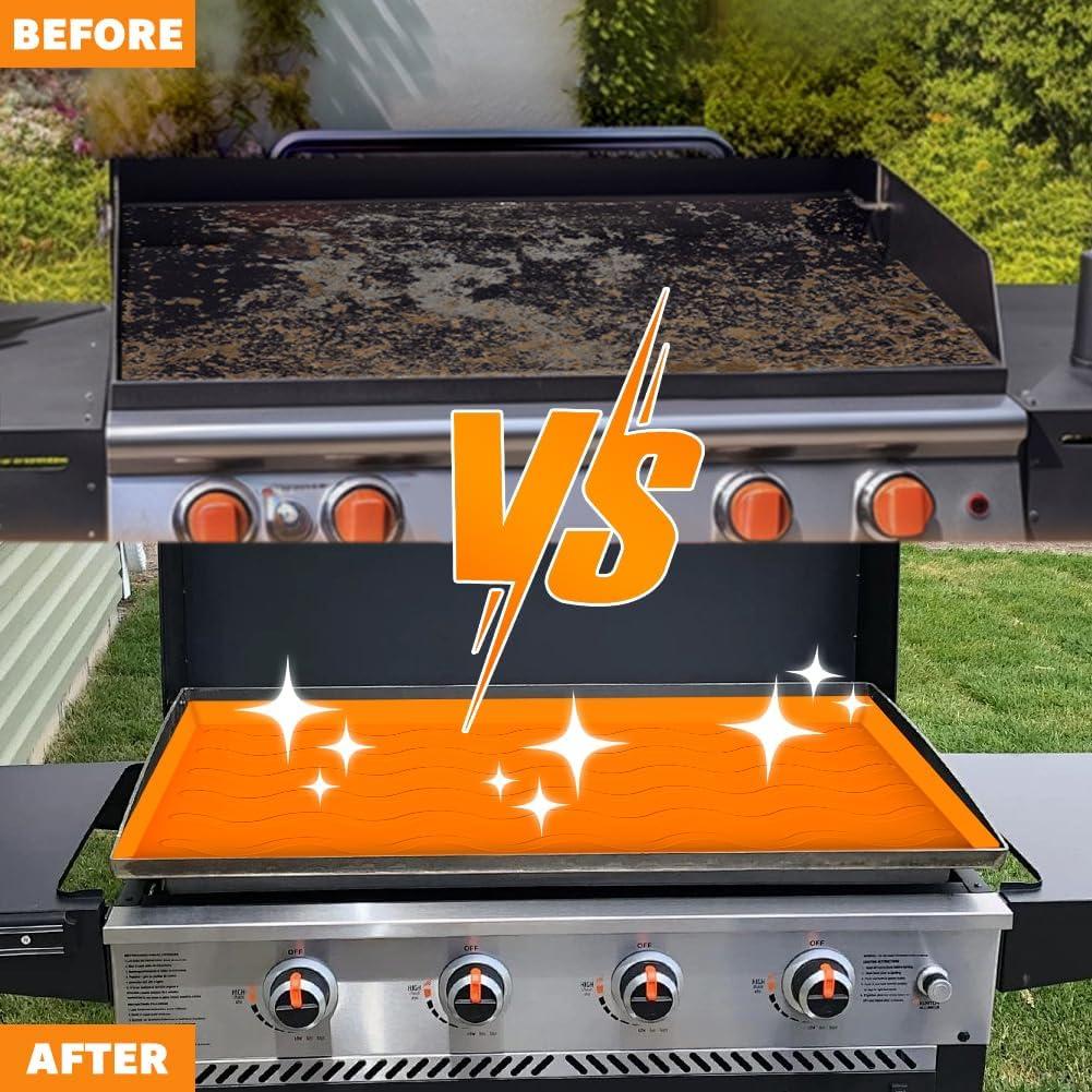 Cubierta de Plancha BBQ 36" Bibabala + Brocha Silicona Naranja