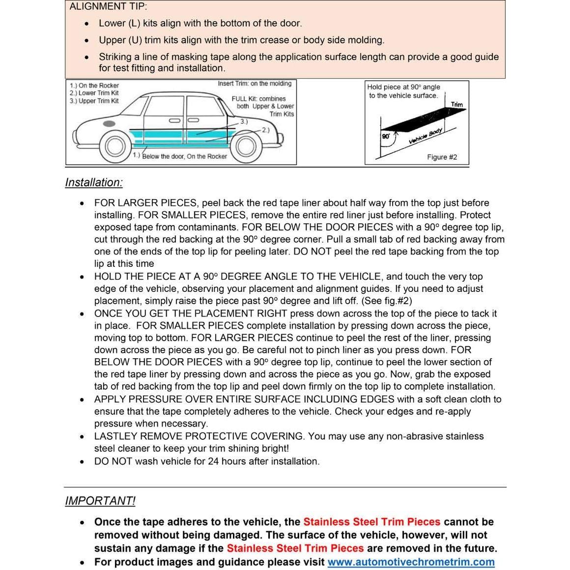 Trim de Acero Inoxidable QAA para Toyota Corolla 2014-2019 - 8 Piezas