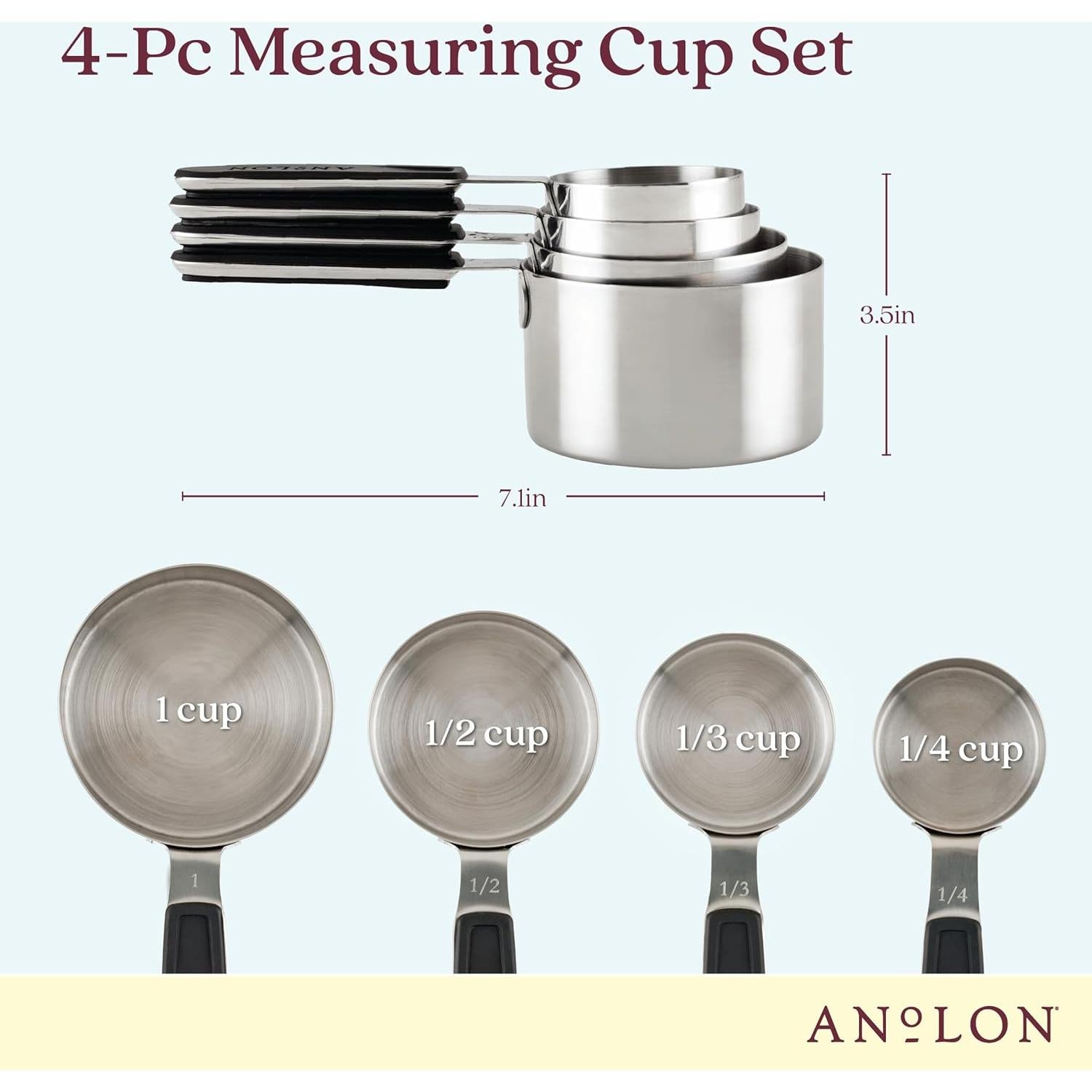 Juego de Tazas Medidoras Magnéticas Anolon SureGrip 4 Piezas