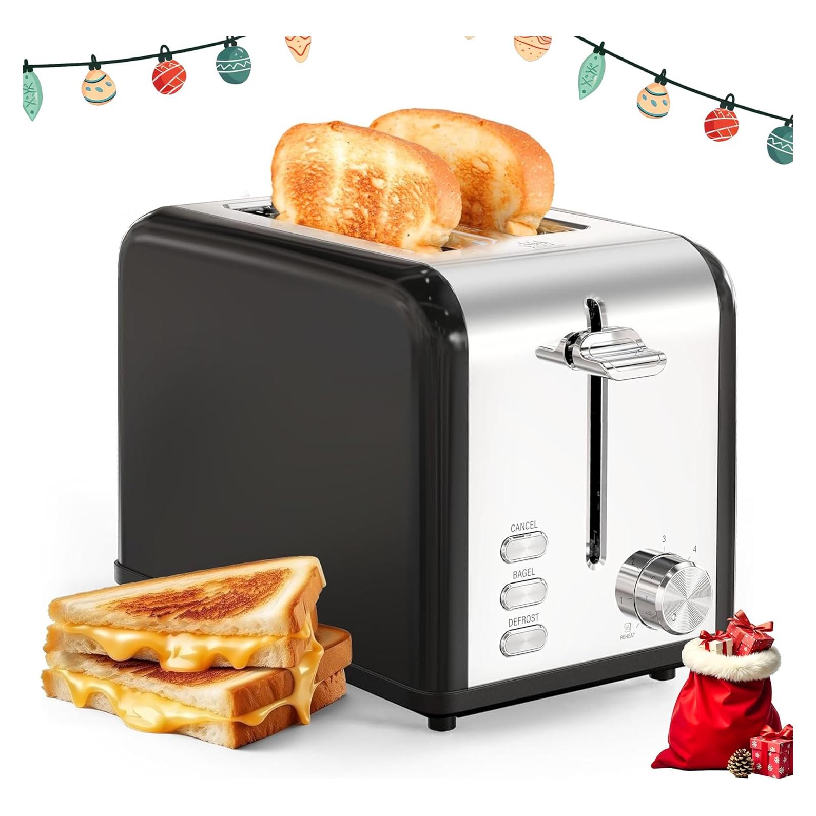 Tostadora Simple Deluxe 2 Rebanadas Acero Inoxidable Negra