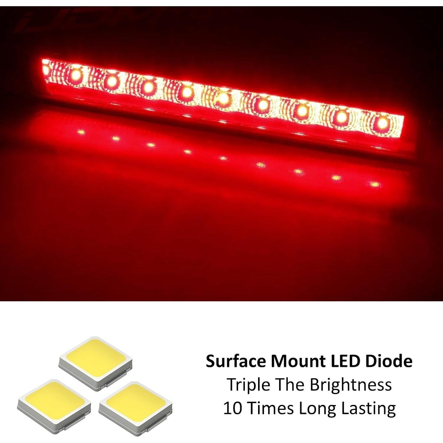 Luz de Freno LED iJDMTOY Roja 9-LED para Toyota Corolla Sequoia RAV4