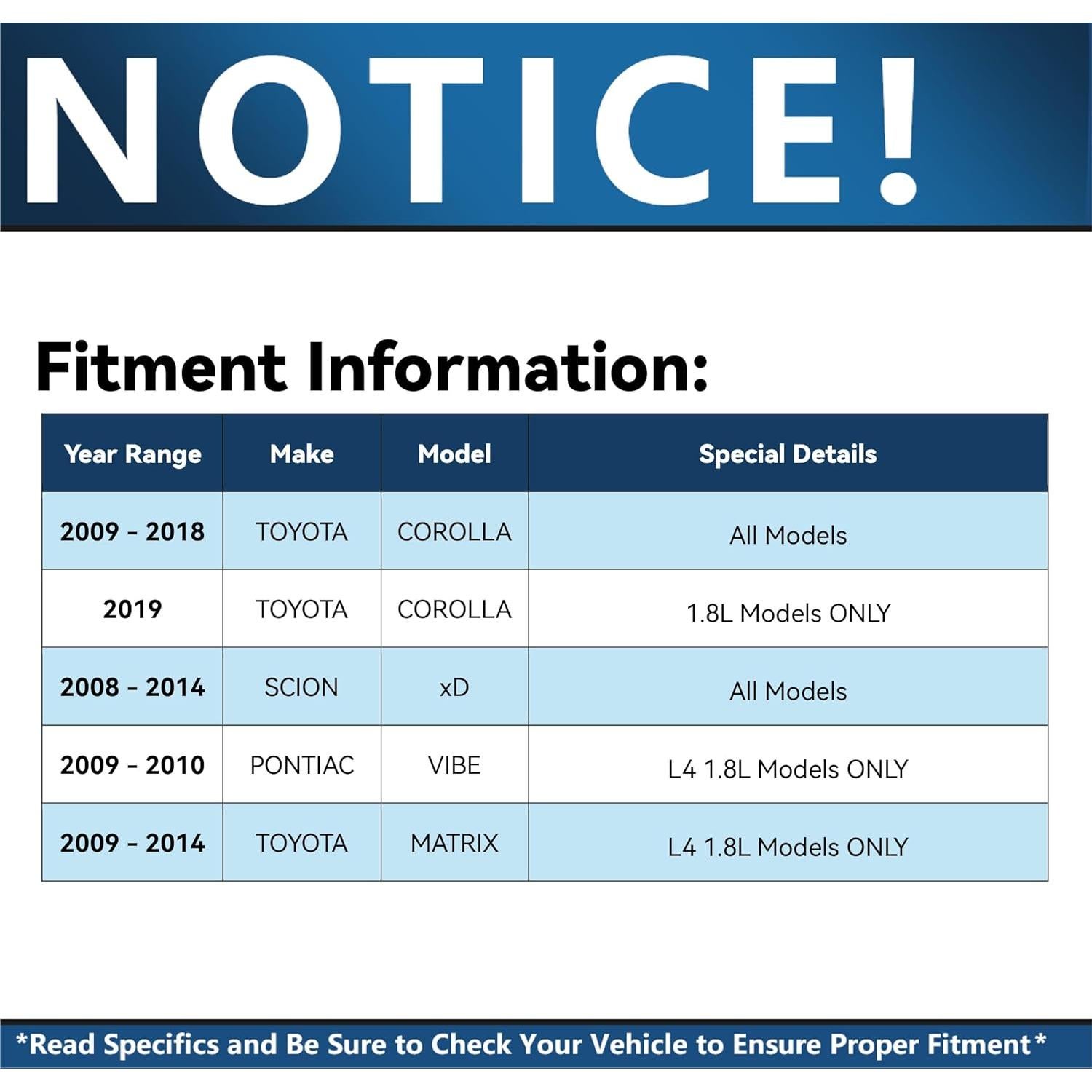 Discos de Freno Delanteros Detroit Axle R-31505 para Toyota Corolla 2009-2018