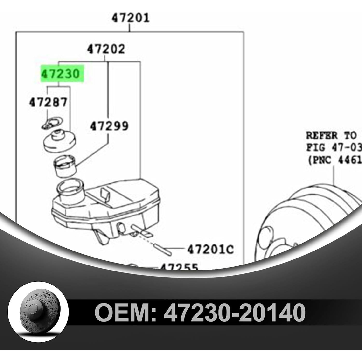 Tapa Depósito Líquido Freno Yojunauto 47230-20140 Compatible Toyota