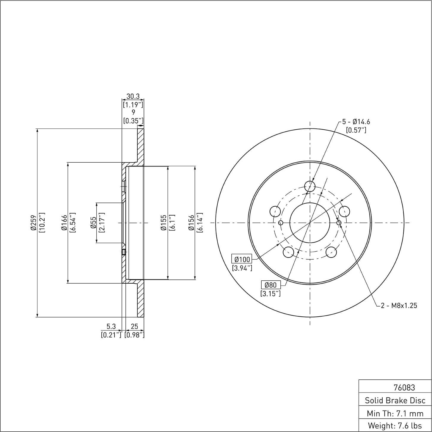 Rotor de Freno Trasero Dynamic Friction 259mm para Lexus, Toyota