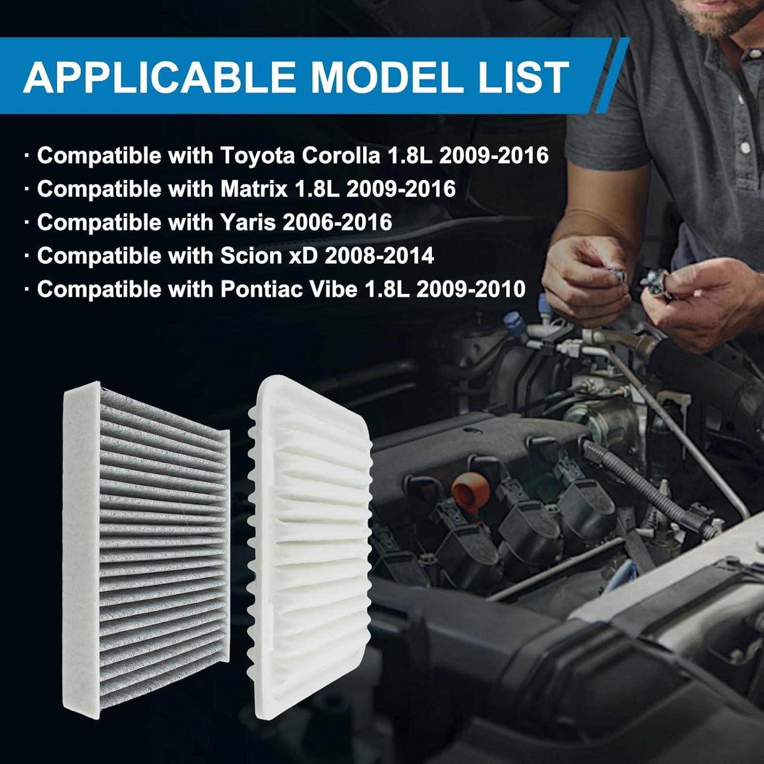 Filtro de Aire del Motor y Cabina CARBBIA para Toyota Corolla 2009-2019