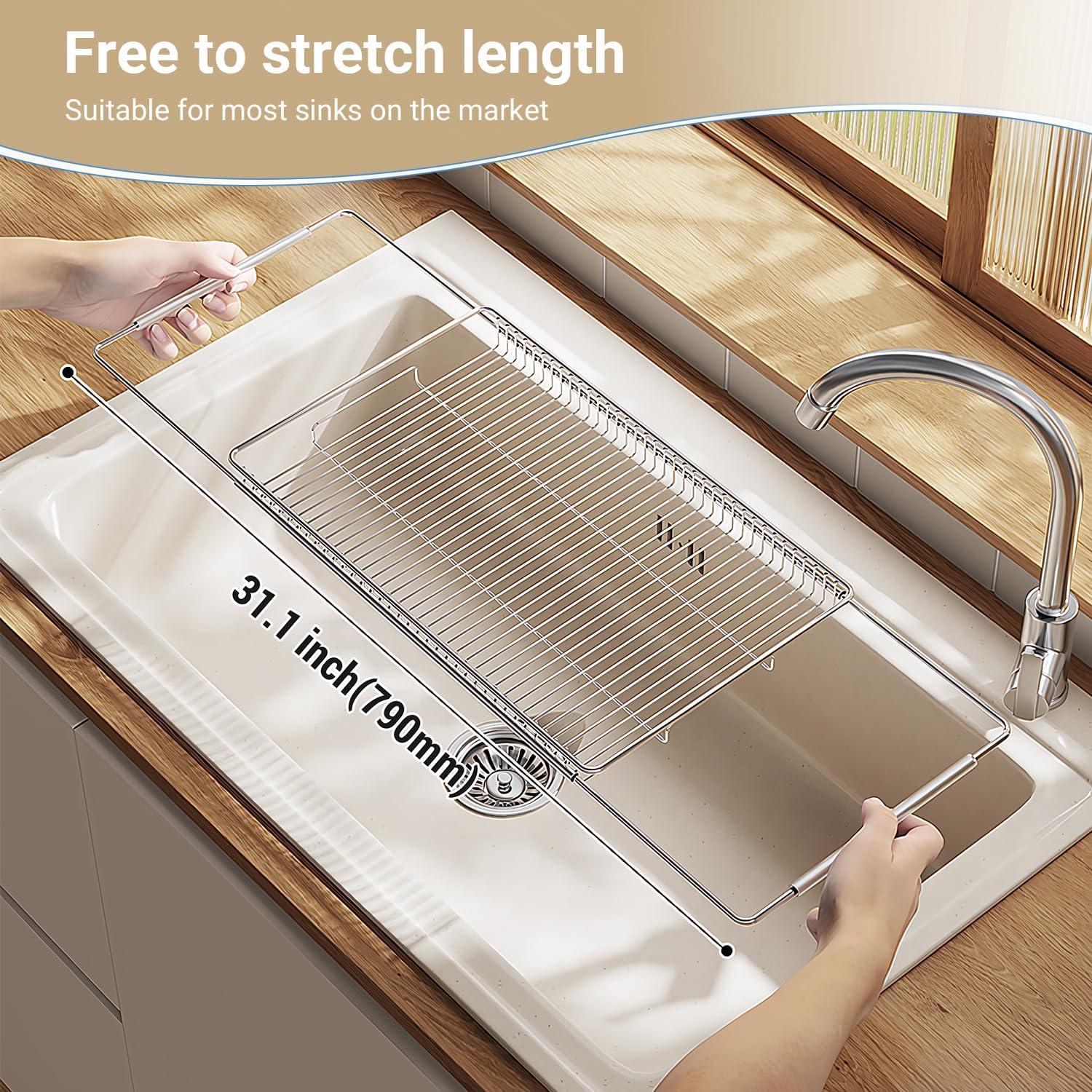 Escurridor de Platos Extensible TABABAO Acero Inoxidable 304