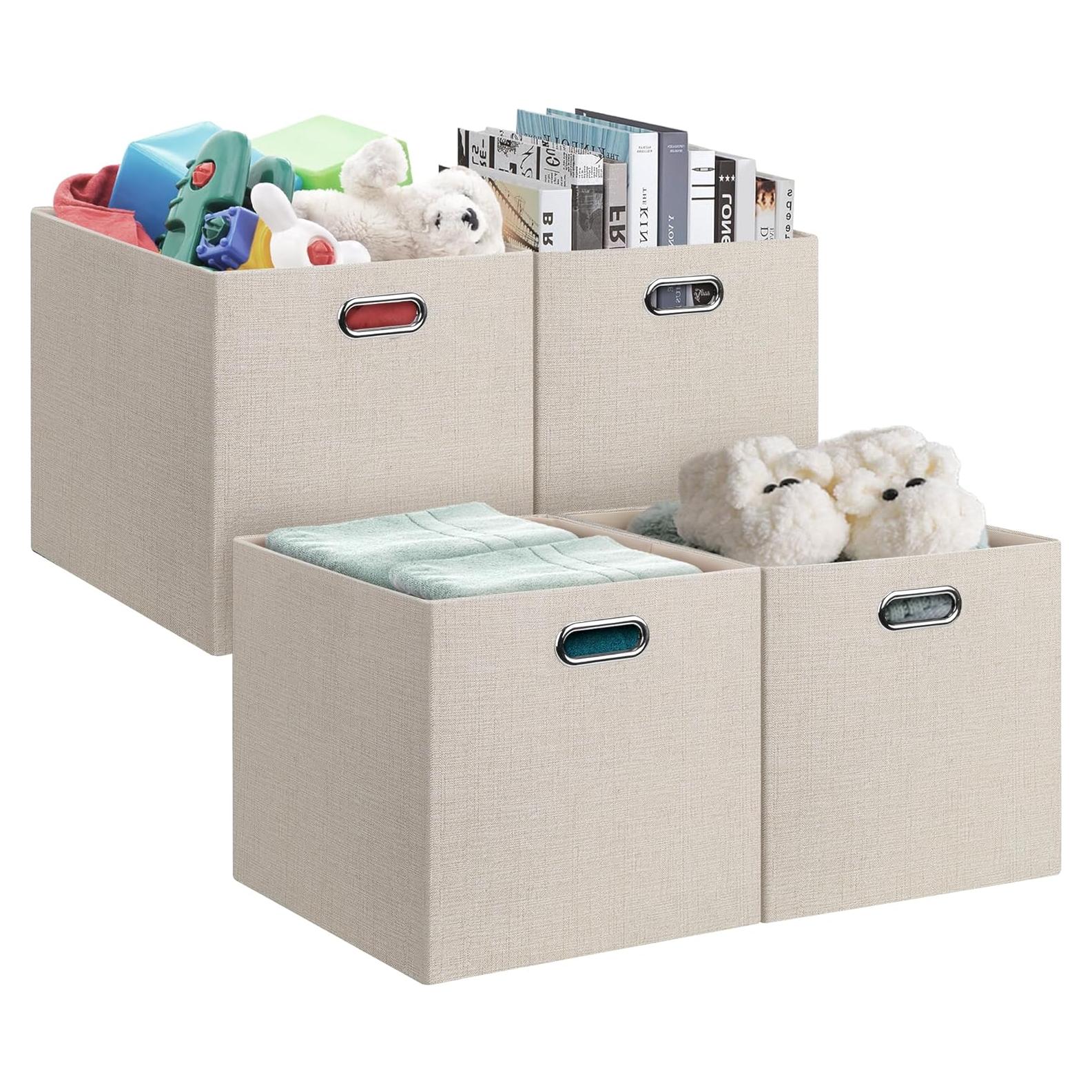 Cajas de Almacenamiento Plegables Posprica 38x33cm Set de 4 Beige