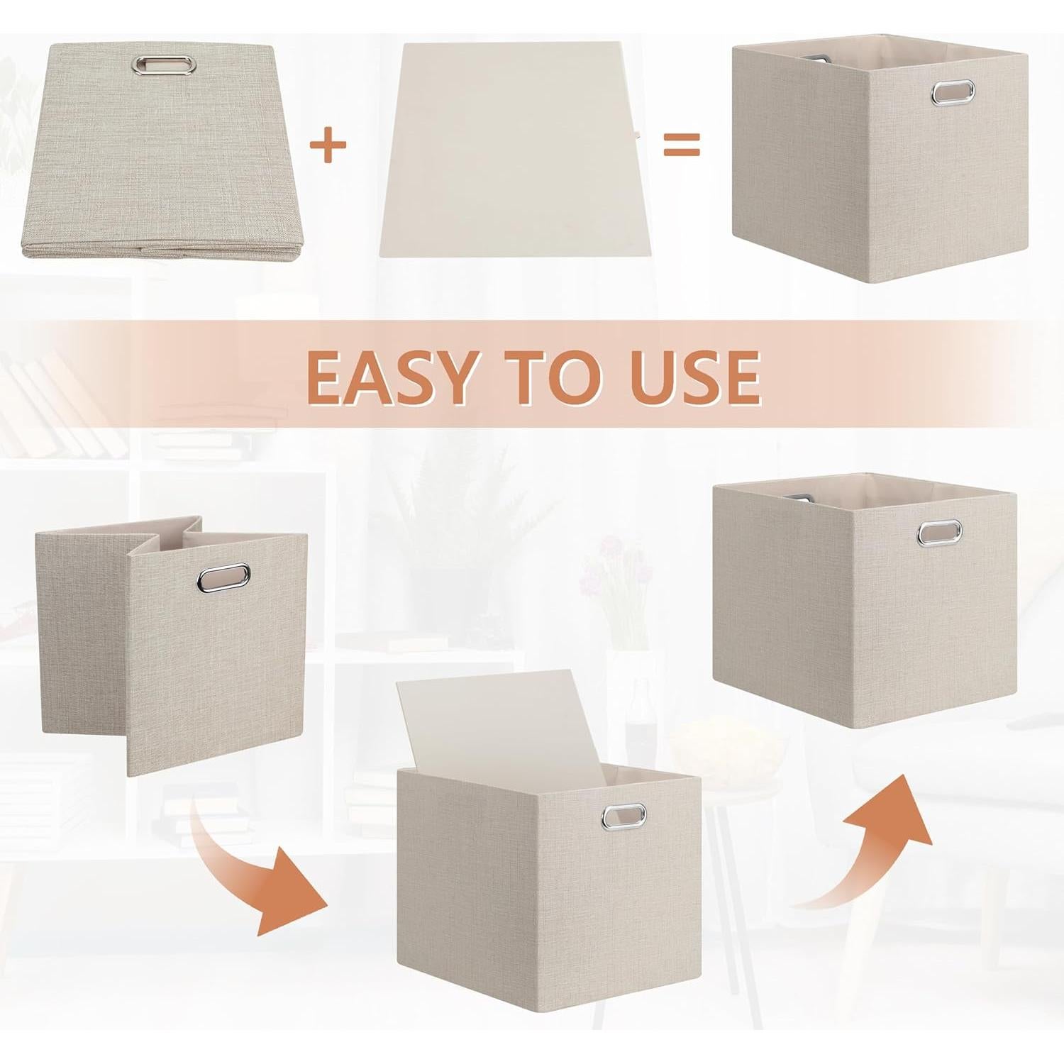 Cajas de Almacenamiento Plegables Posprica 38x33cm Set de 4 Beige