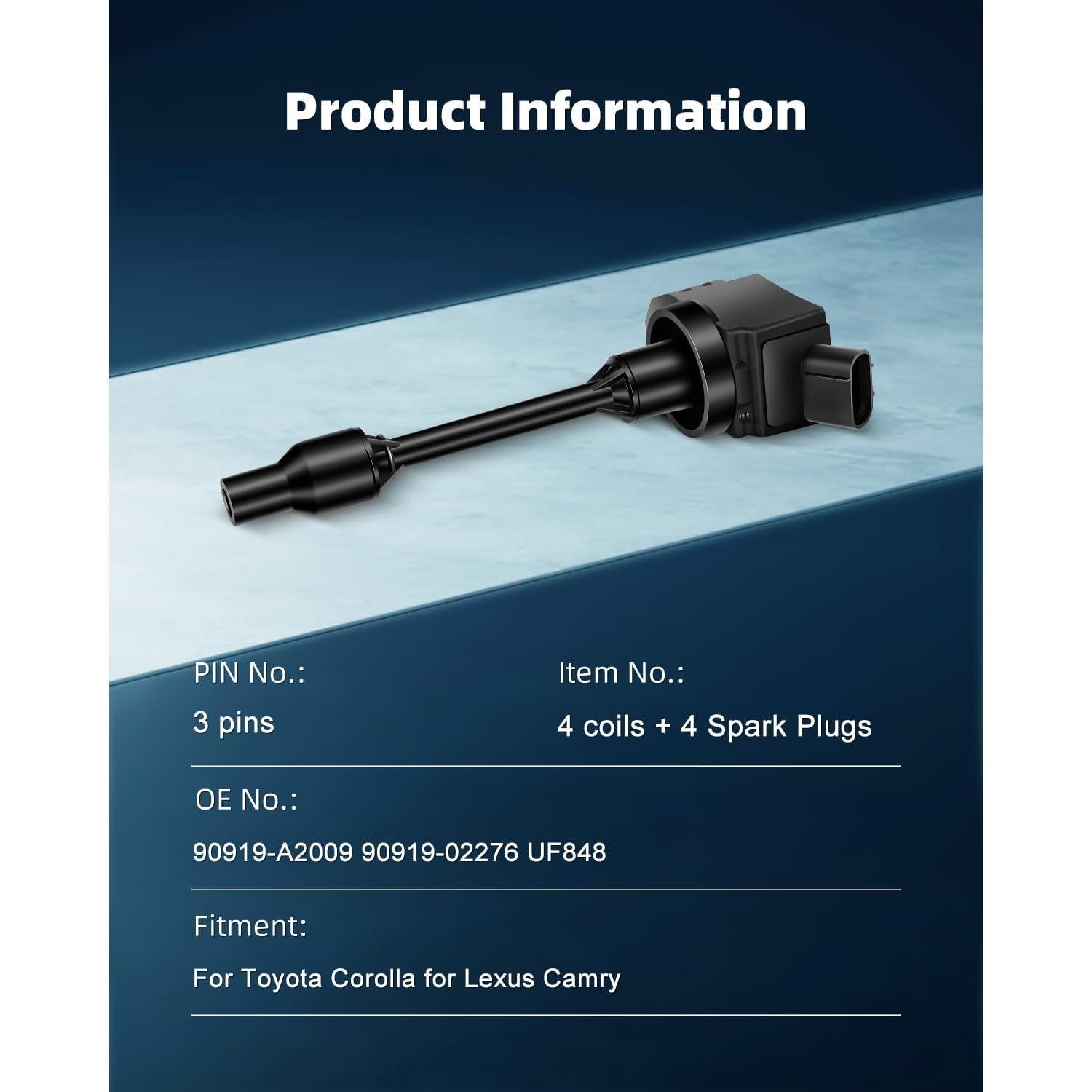 Bobinas de Encendido ECCPP UF848 con Bujías de Iridio para Toyota