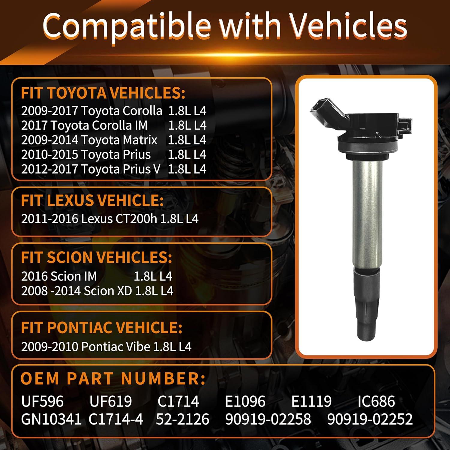 Juego de 4 Bobinas de Encendido FAKAFY para Toyota Corolla