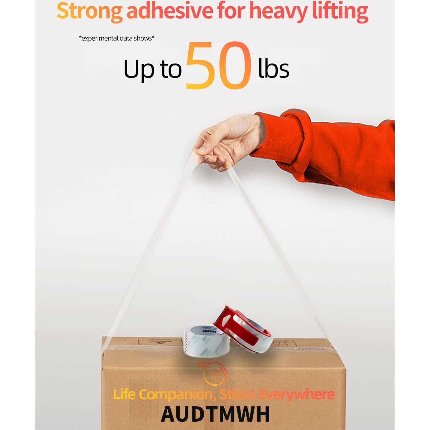 Cinta de Embalaje Transparente AUDTMWH con Dispensador 2 Rollos 87.7 m