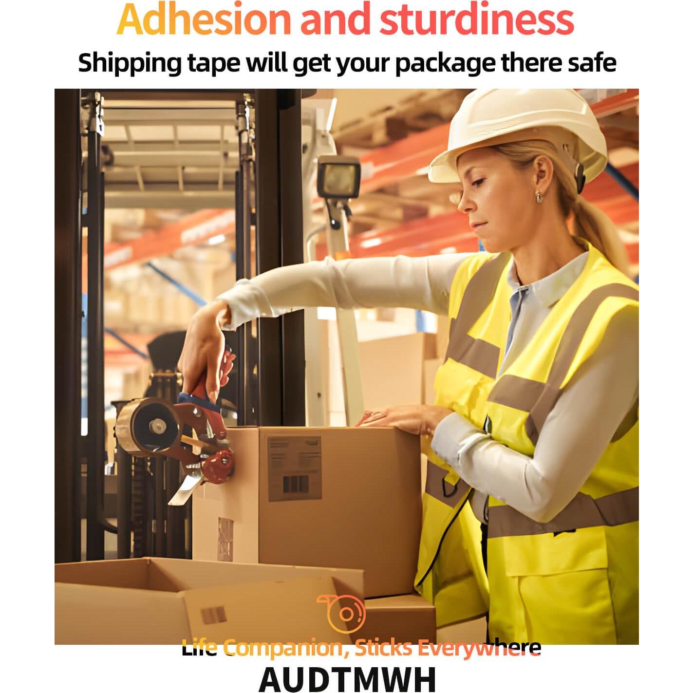 Cinta de Embalaje Transparente AUDTMWH con Dispensador 2 Rollos 87.7 m