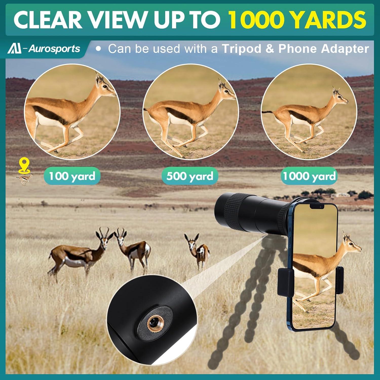 Monóculo Aurosports 10-30x40 Zoom Alta Potencia para Aves