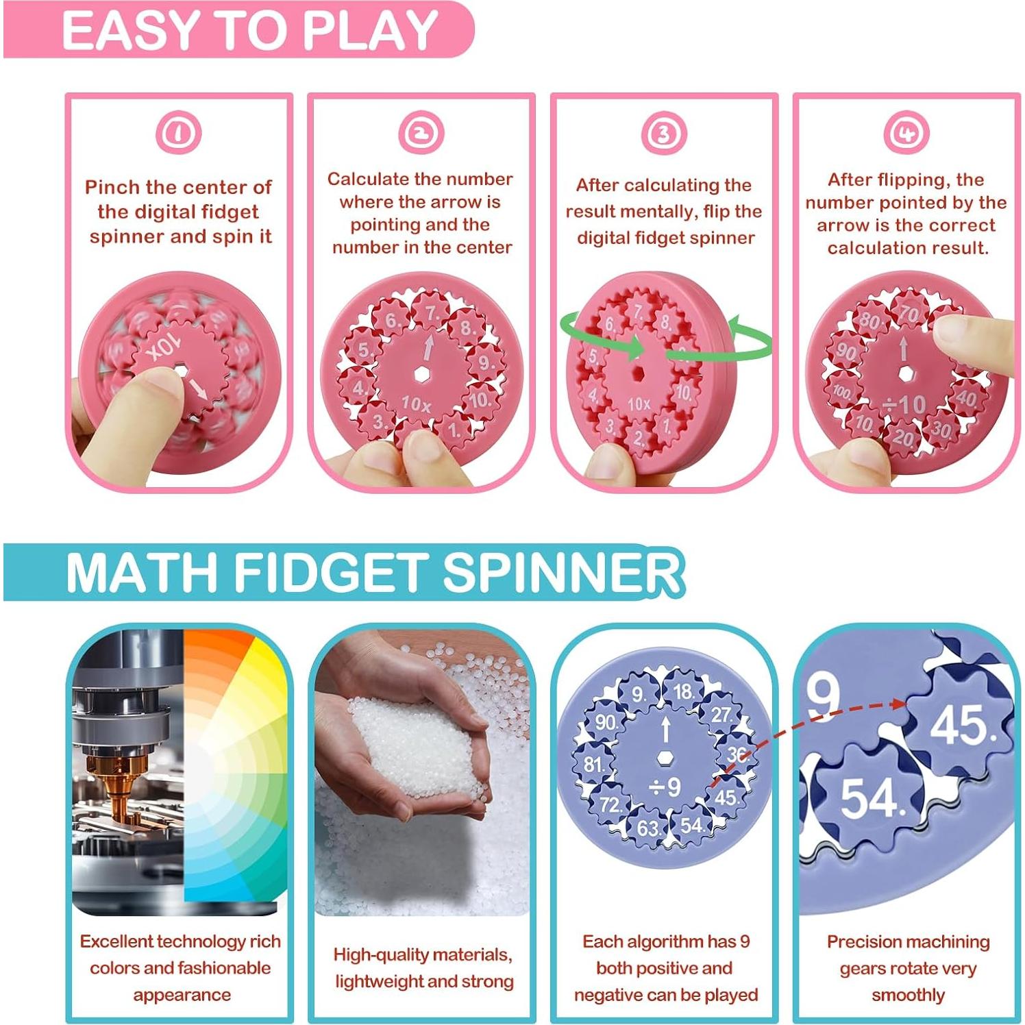Spinners Antiestrés Matemáticas HonorWin 9 Piezas Multiplicación