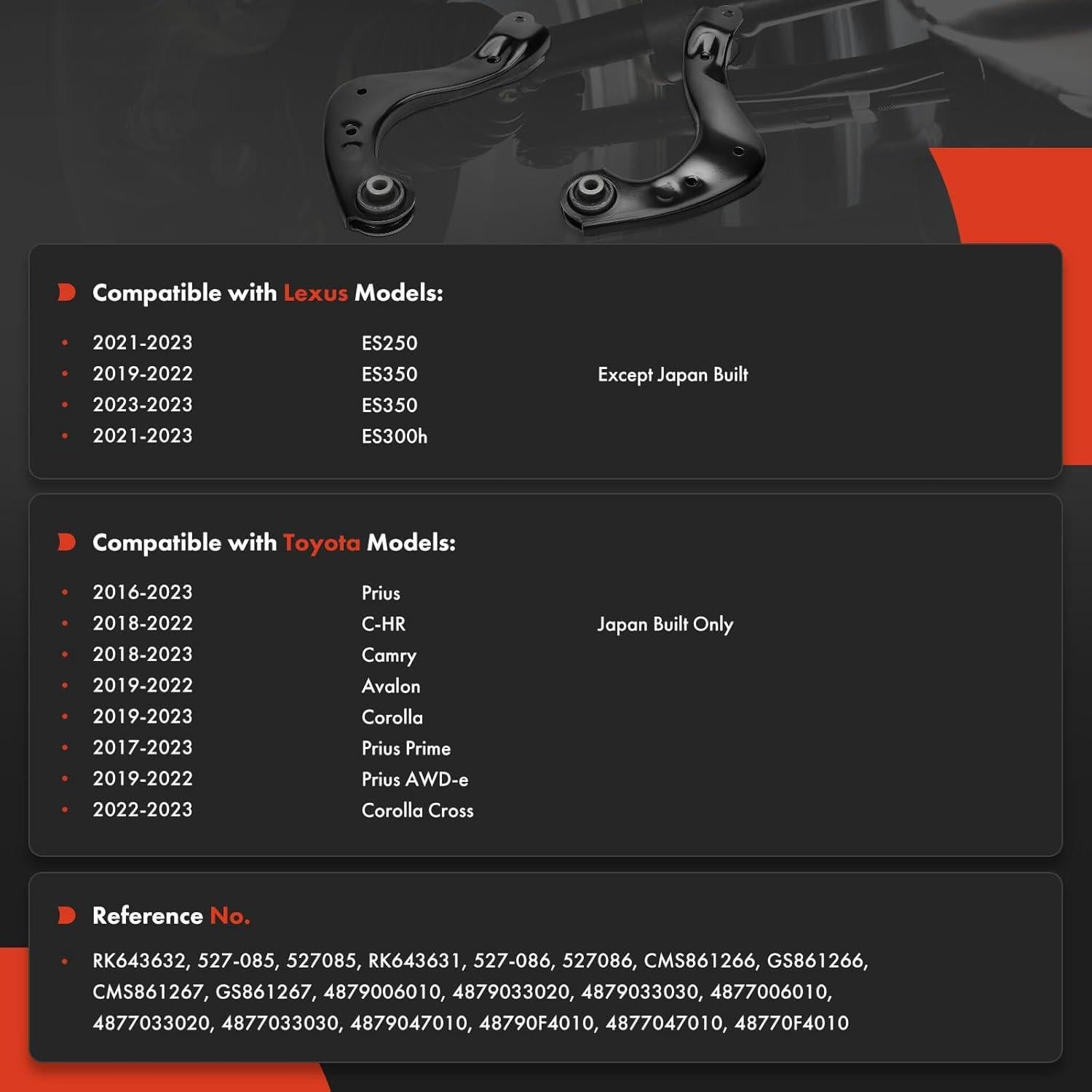 Brazo de Control Superior Trasero A-Premium para Toyota y Lexus