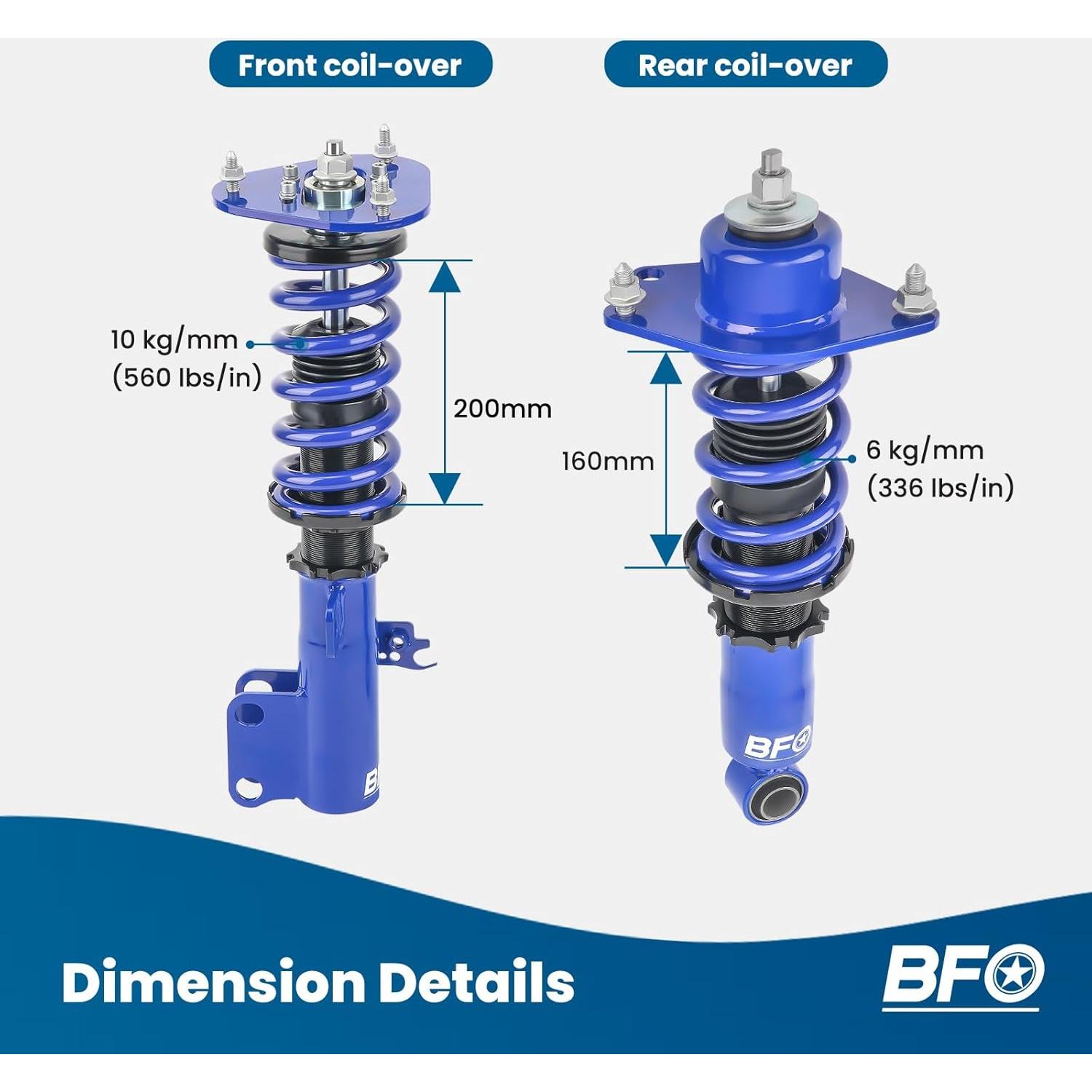 Coilovers BFO Ajustables para Toyota Corolla y Matrix 2009-2019