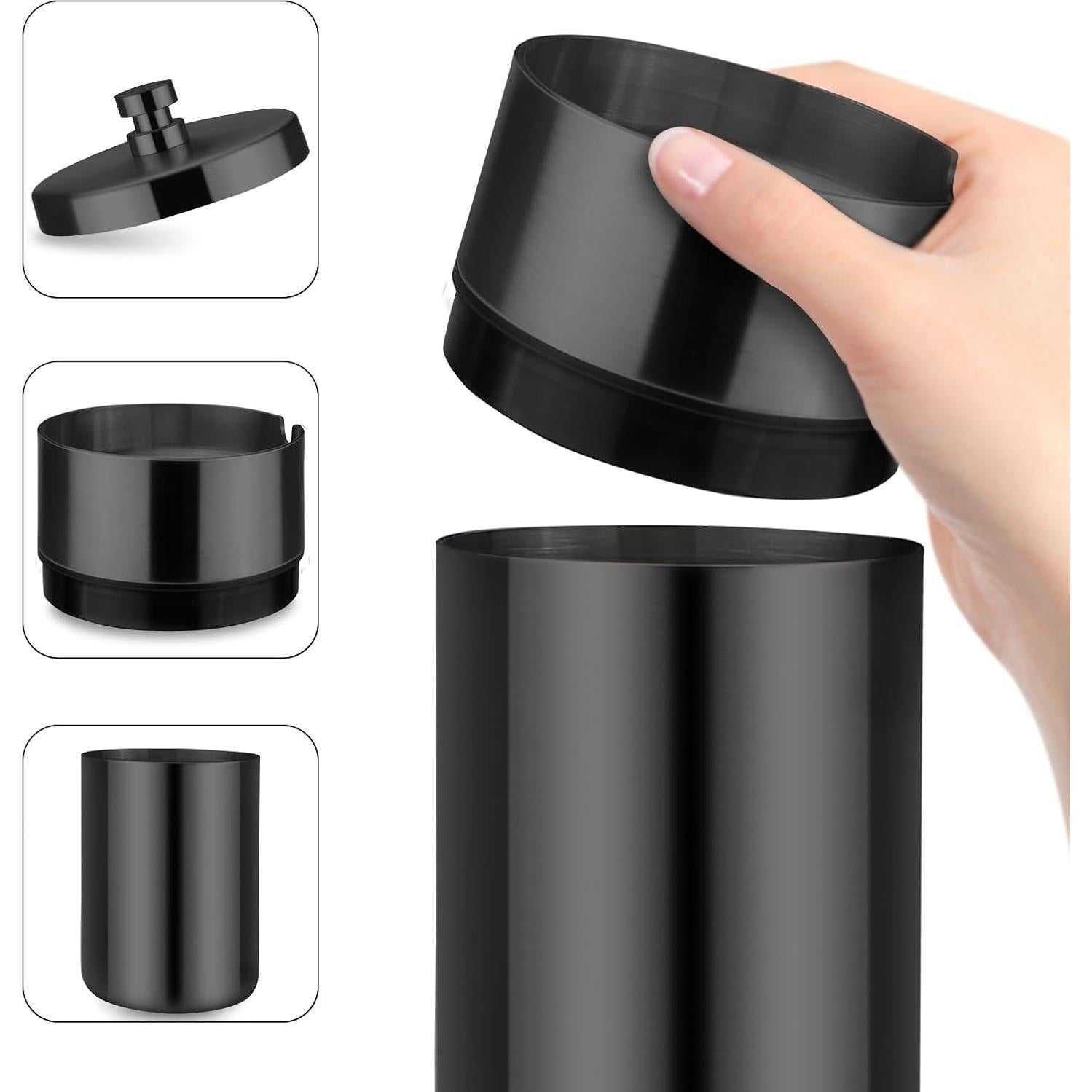 Cenicero de coche portátil Cgaplus acero inoxidable negro