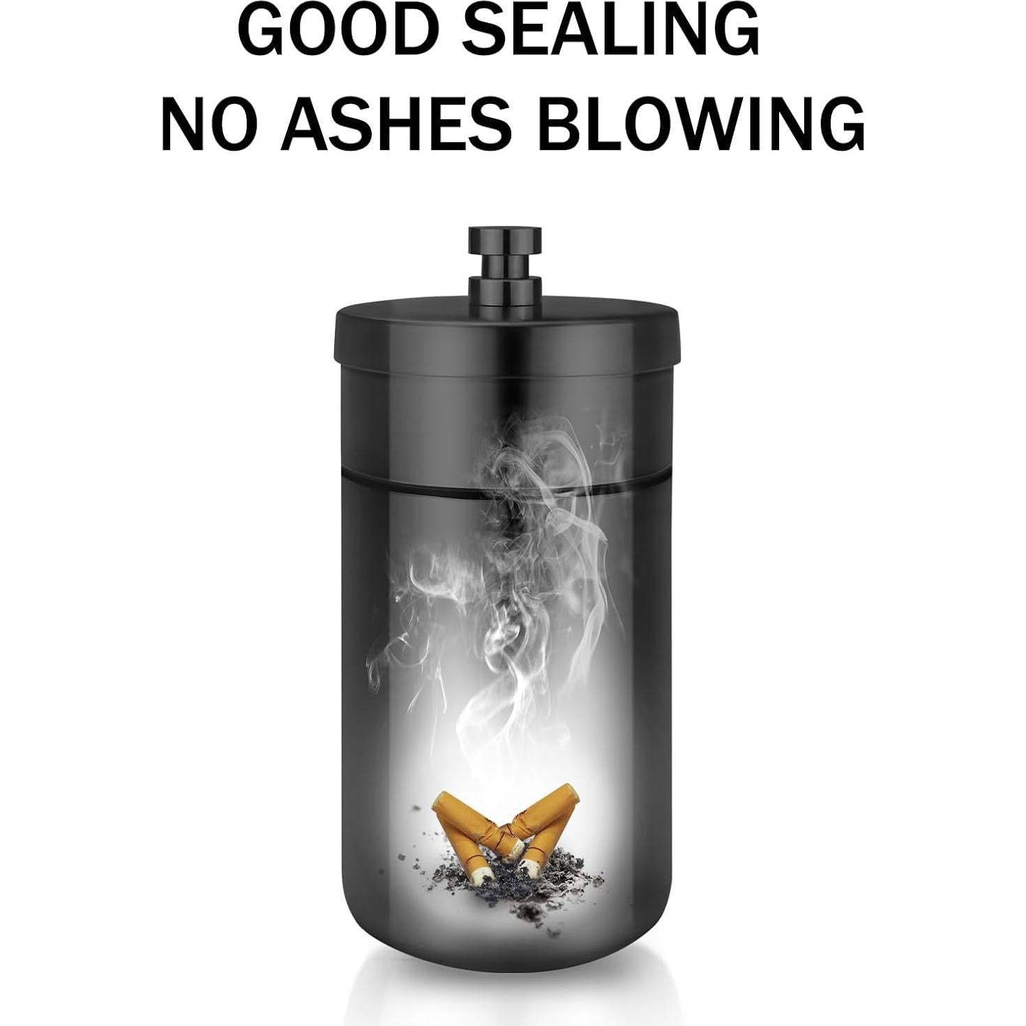 Cenicero de coche portátil Cgaplus acero inoxidable negro