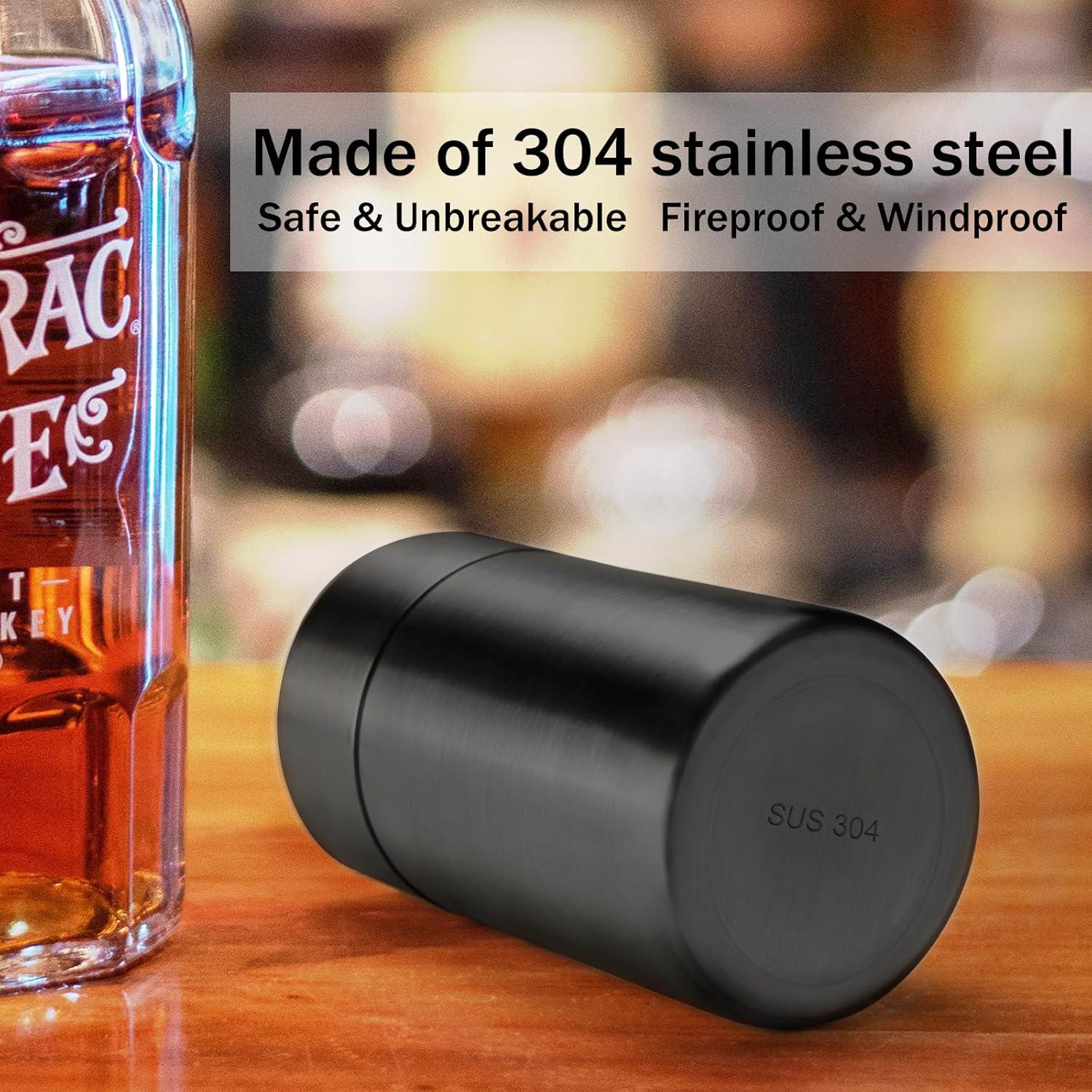 Cenicero de coche portátil Cgaplus acero inoxidable negro