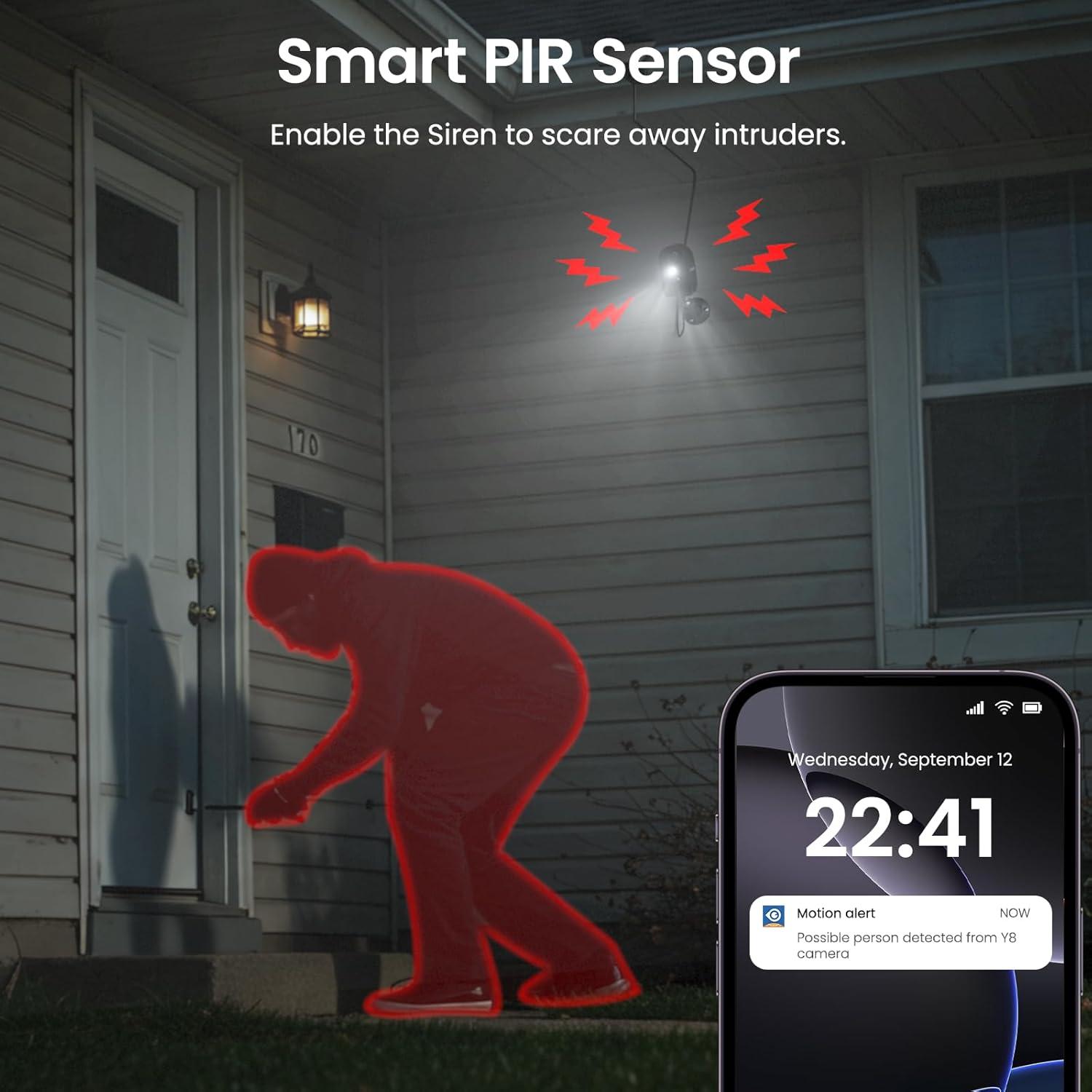 Cámara Solar Inalámbrica AOQEE Y8 2K con Detección PIR